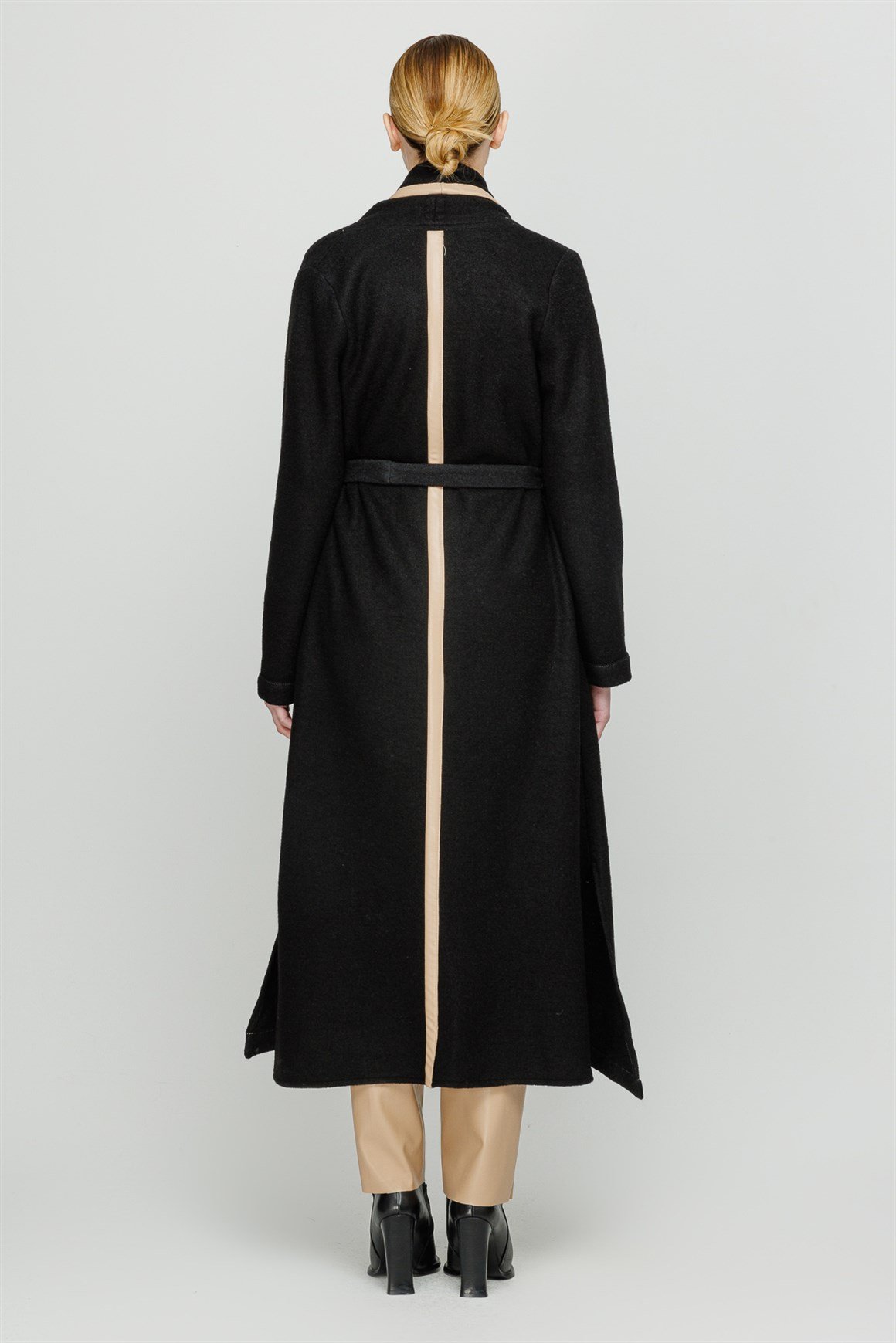 Deri Detaylı Kalın Kurtarıcı Hırka  Siyah