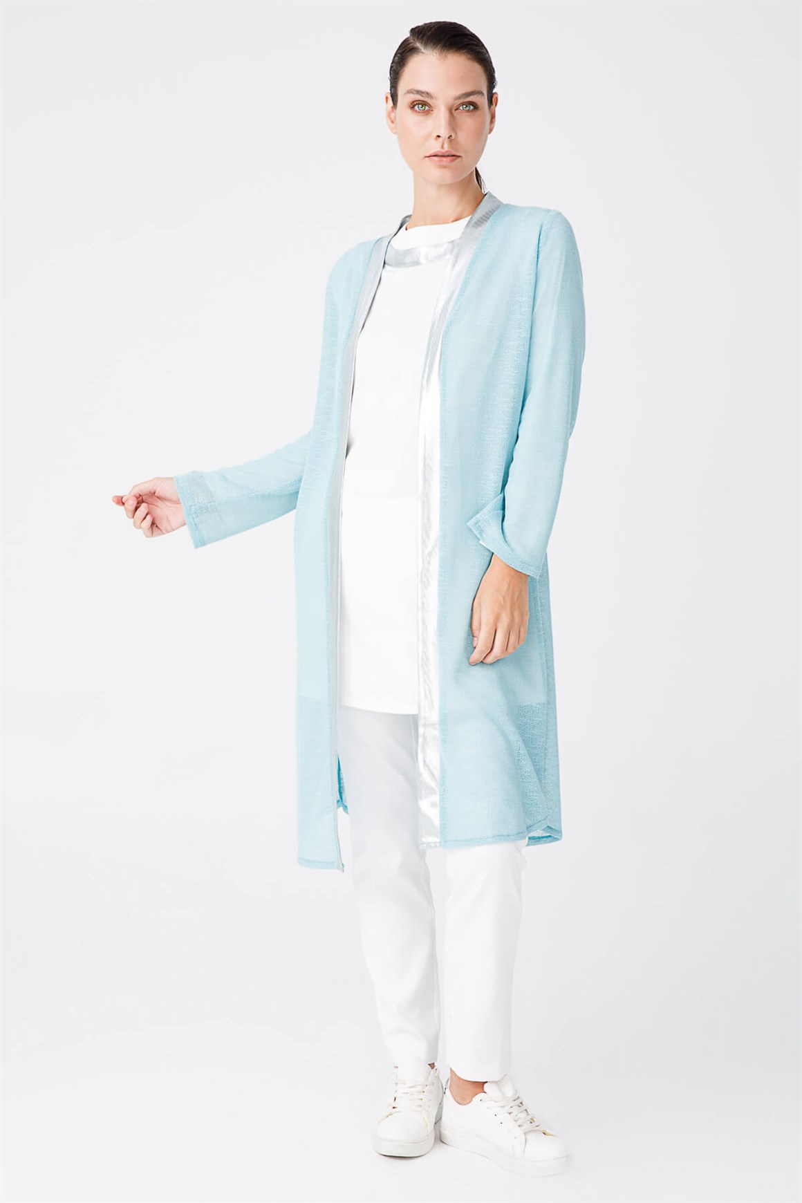 Hafif Örme Kumaştan İç Dış Takım  Mavi