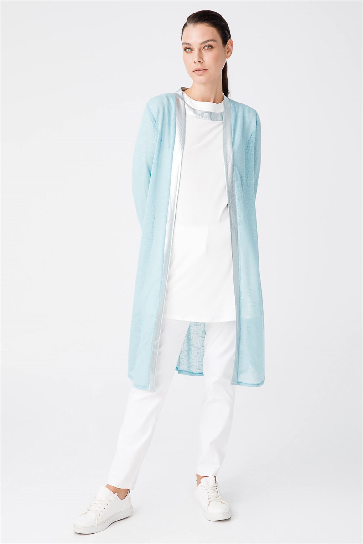 Hafif Örme Kumaştan İç Dış Takım  Mavi