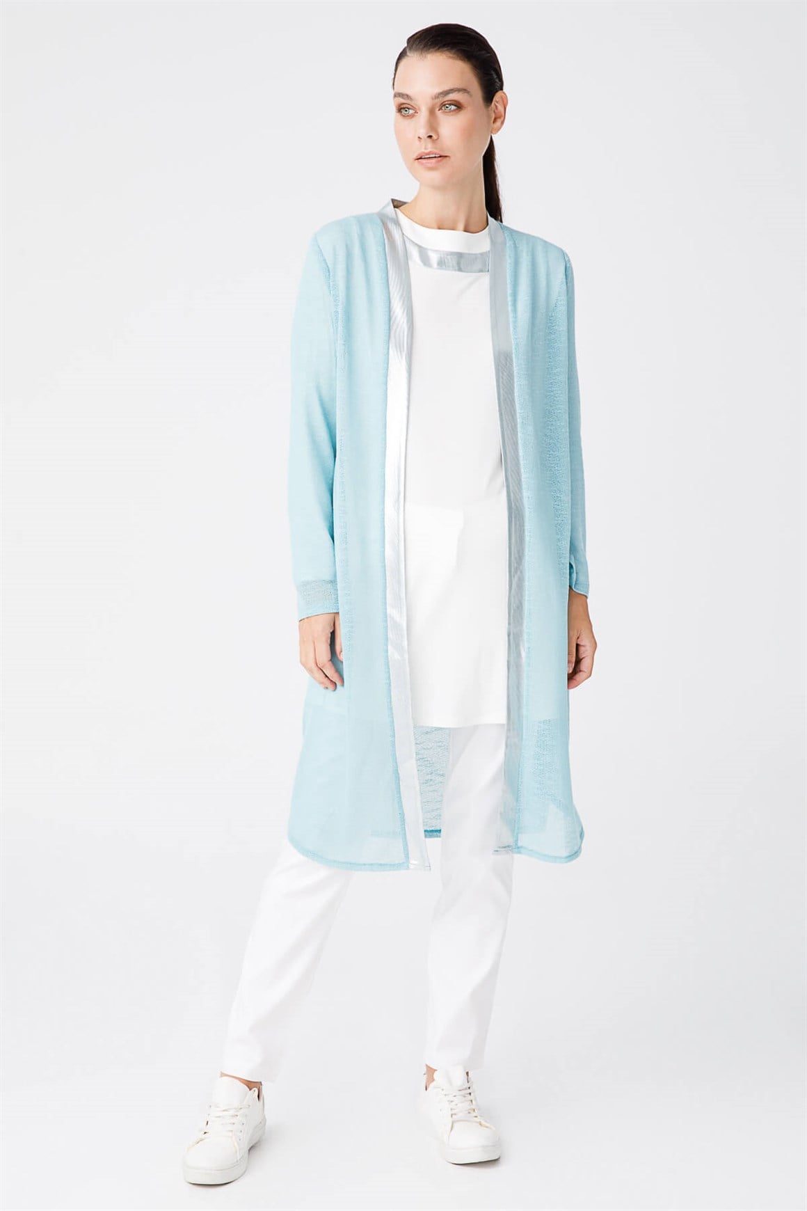 Hafif Örme Kumaştan İç Dış Takım  Mavi