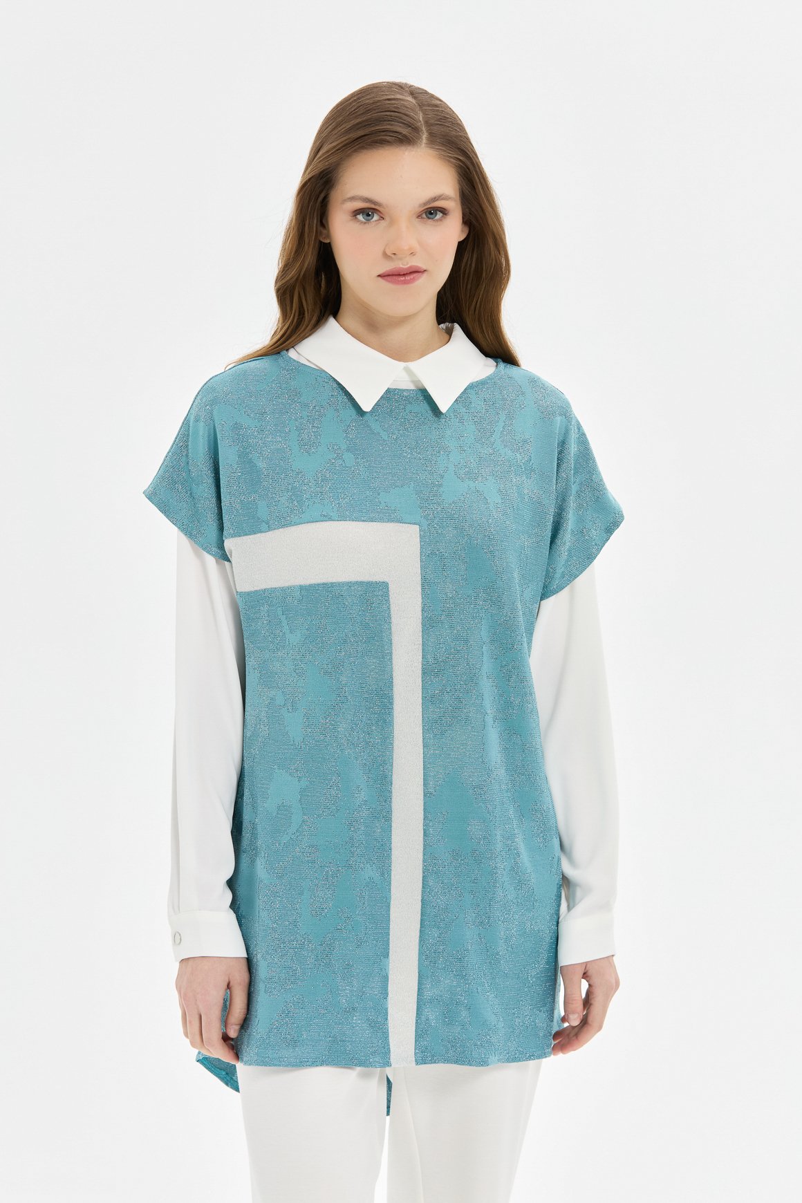 Blok Detaylı Süeterli İç Dış Takım  İndigo