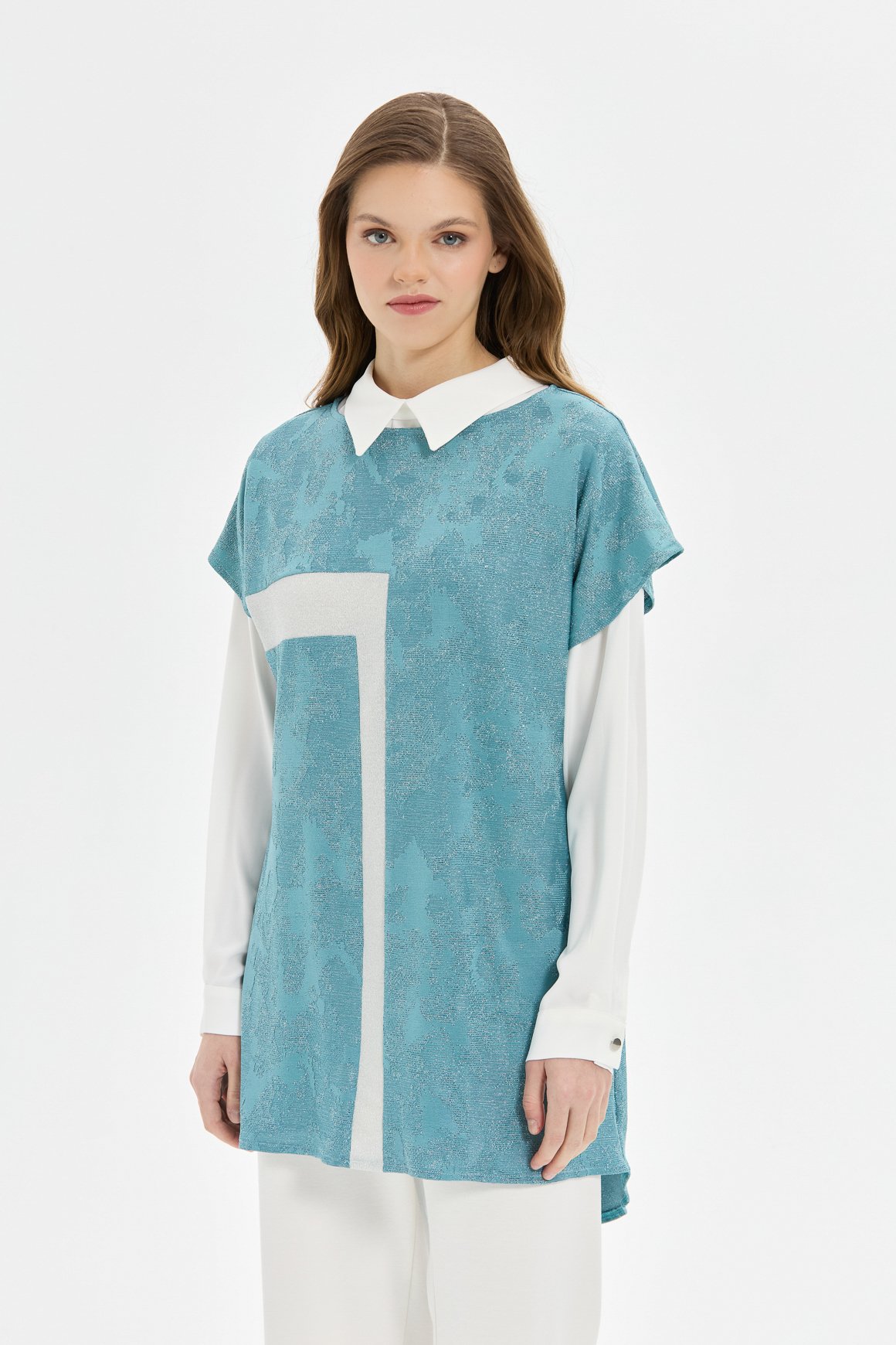 Blok Detaylı Süeterli İç Dış Takım  İndigo