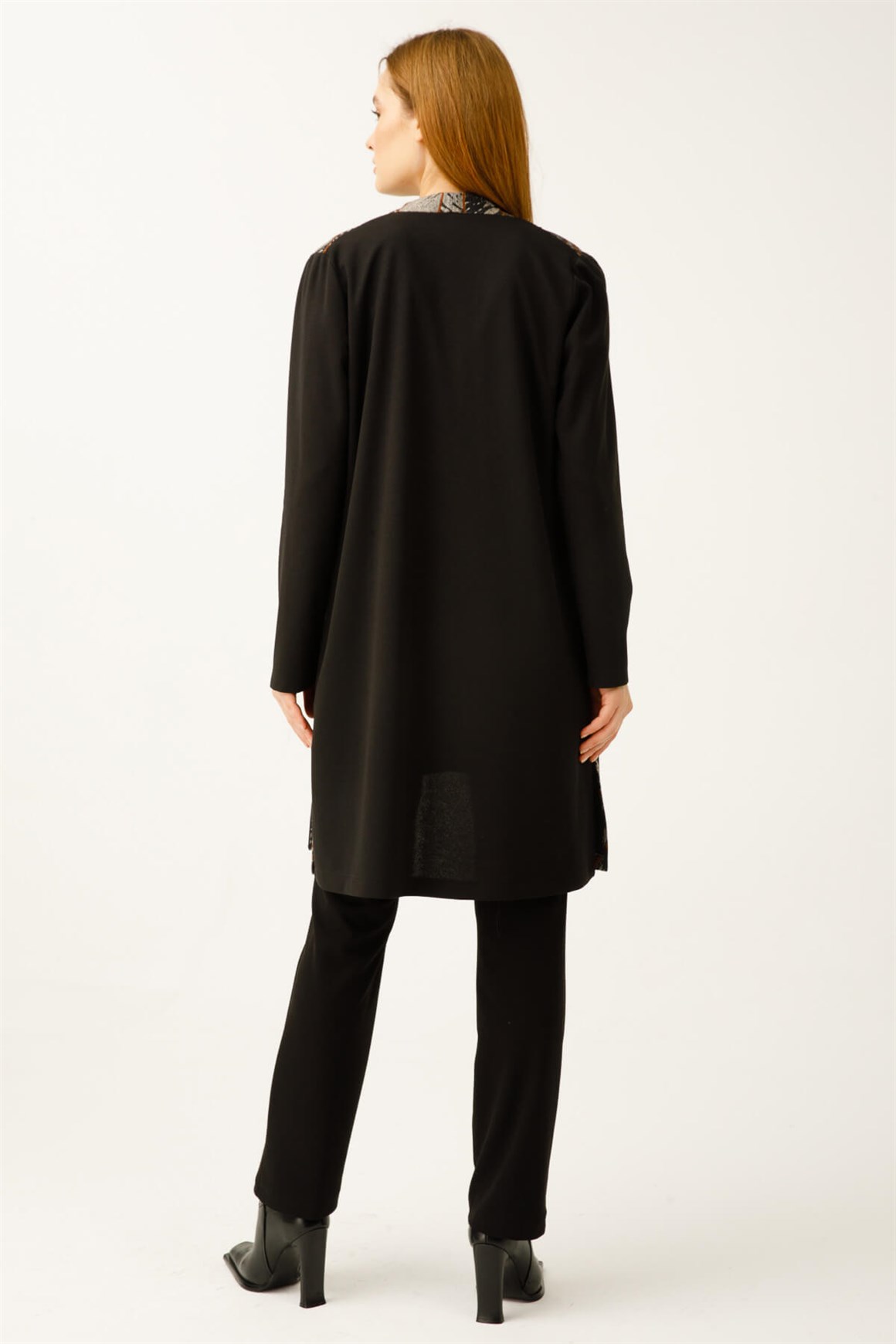 Deri Detaylı İç Dış Takım  Siyah