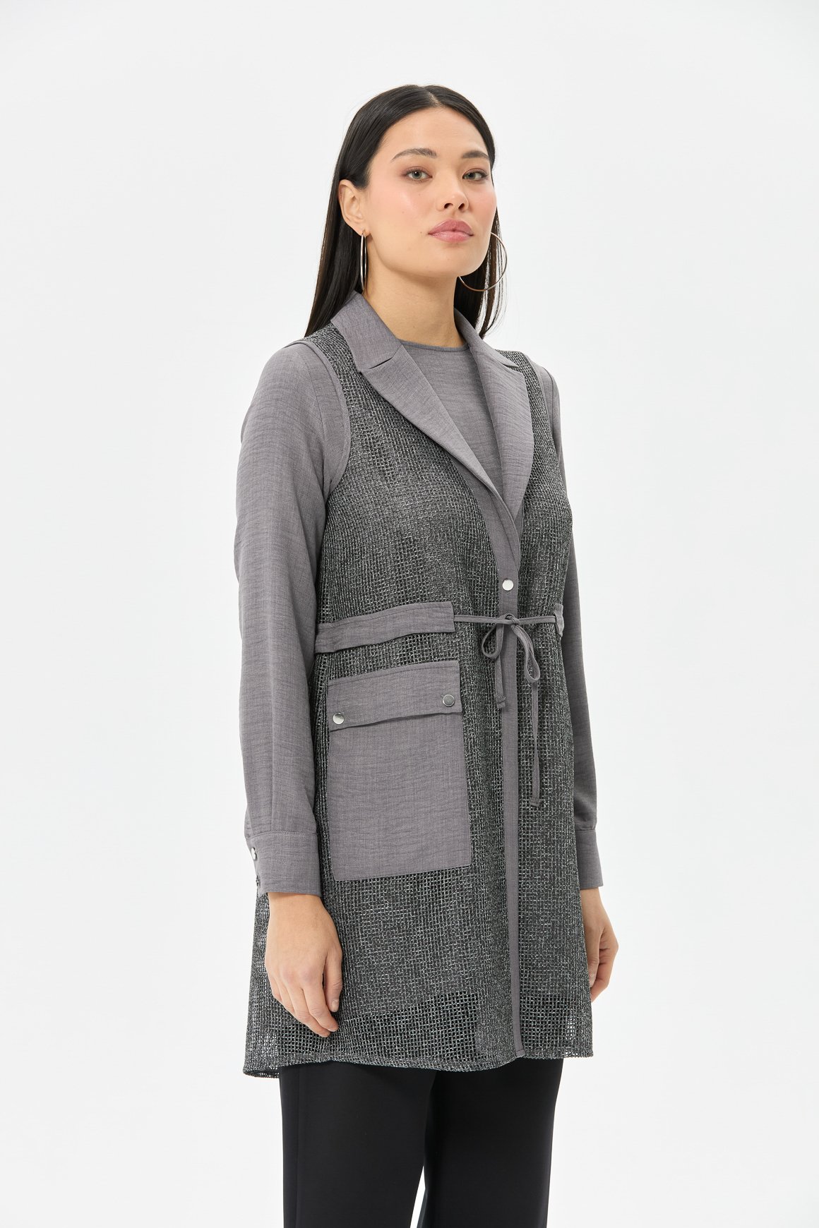 File Yelekli İç Dış Takım  Antrasit