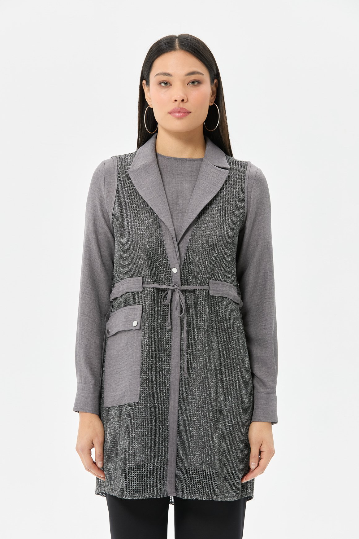 File Yelekli İç Dış Takım  Antrasit