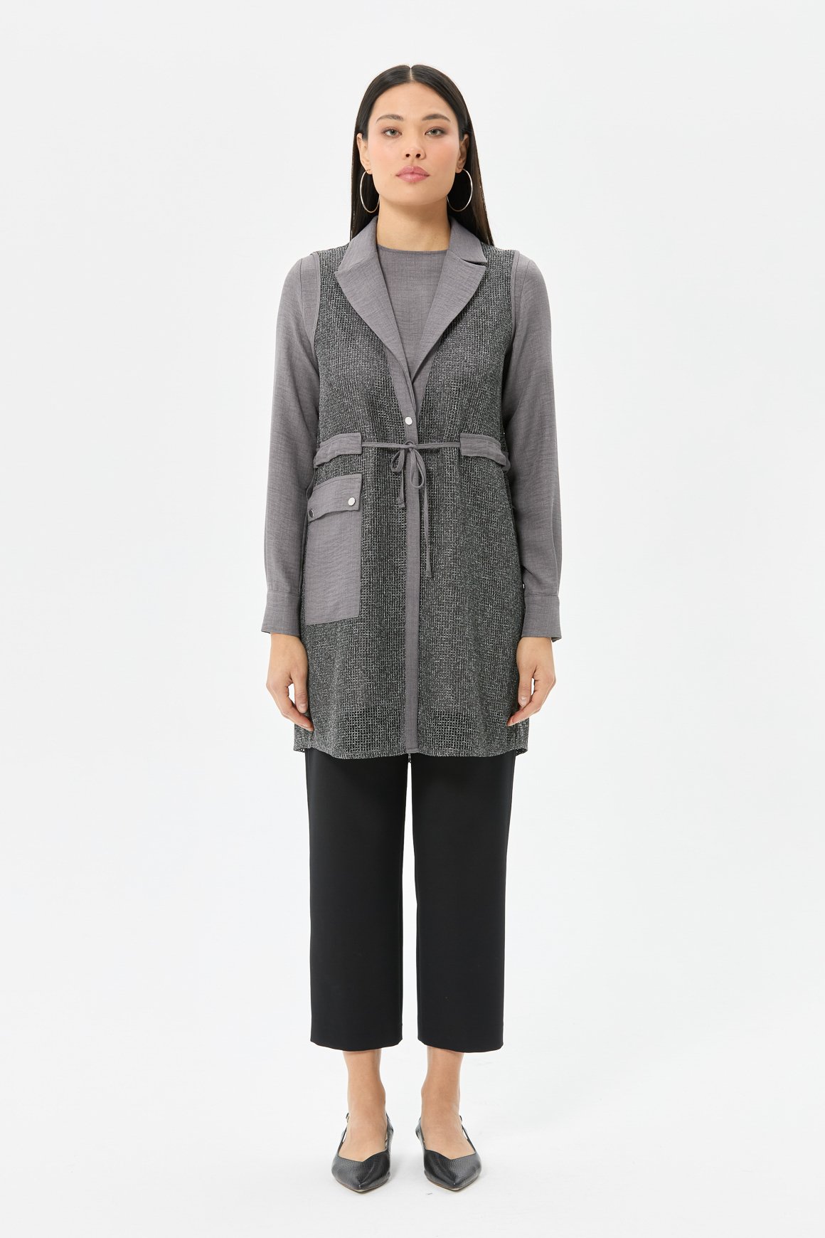 File Yelekli İç Dış Takım  Antrasit