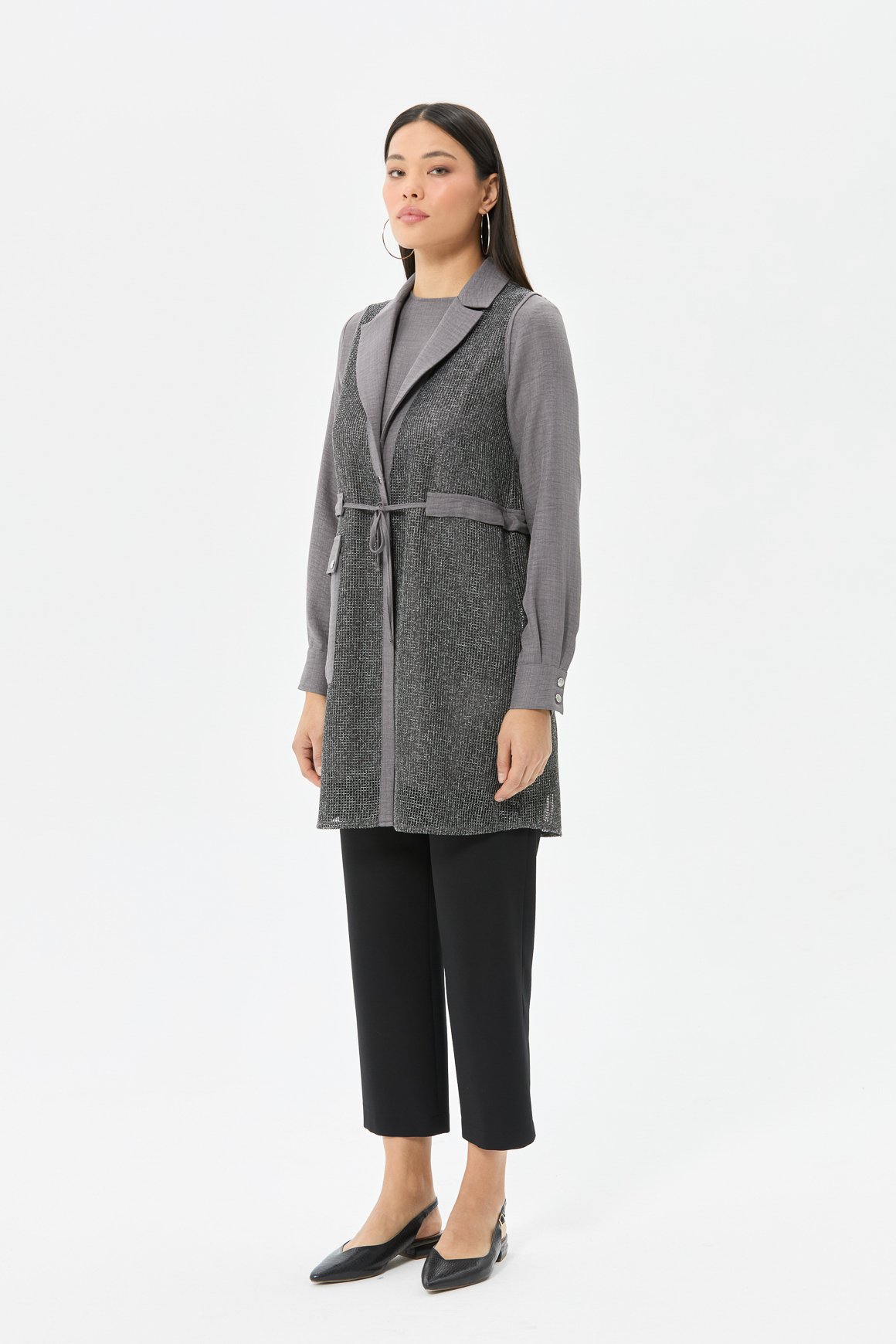 File Yelekli İç Dış Takım  Antrasit