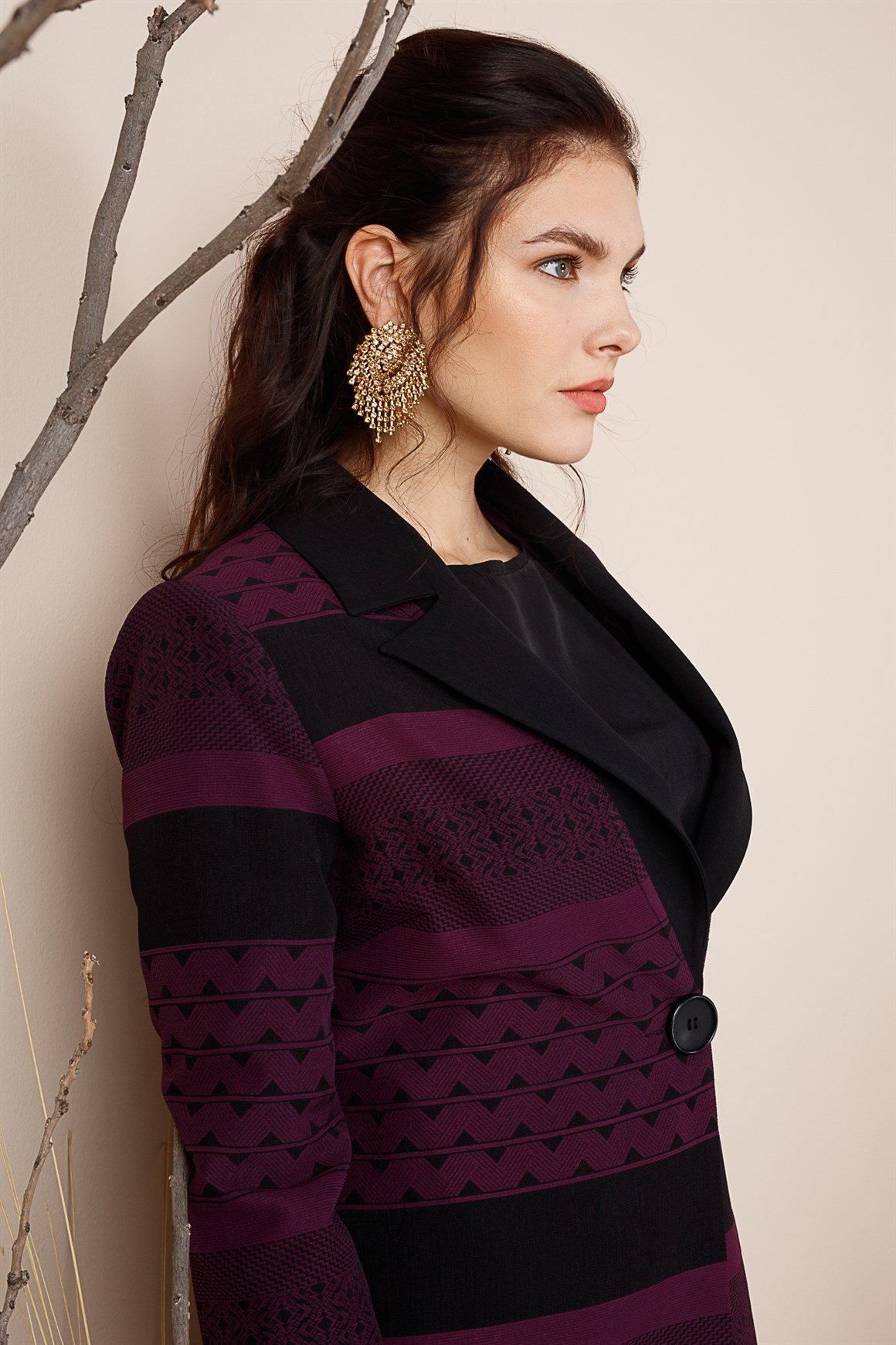 Purple- Double Breasted Collar Suit with Jacket