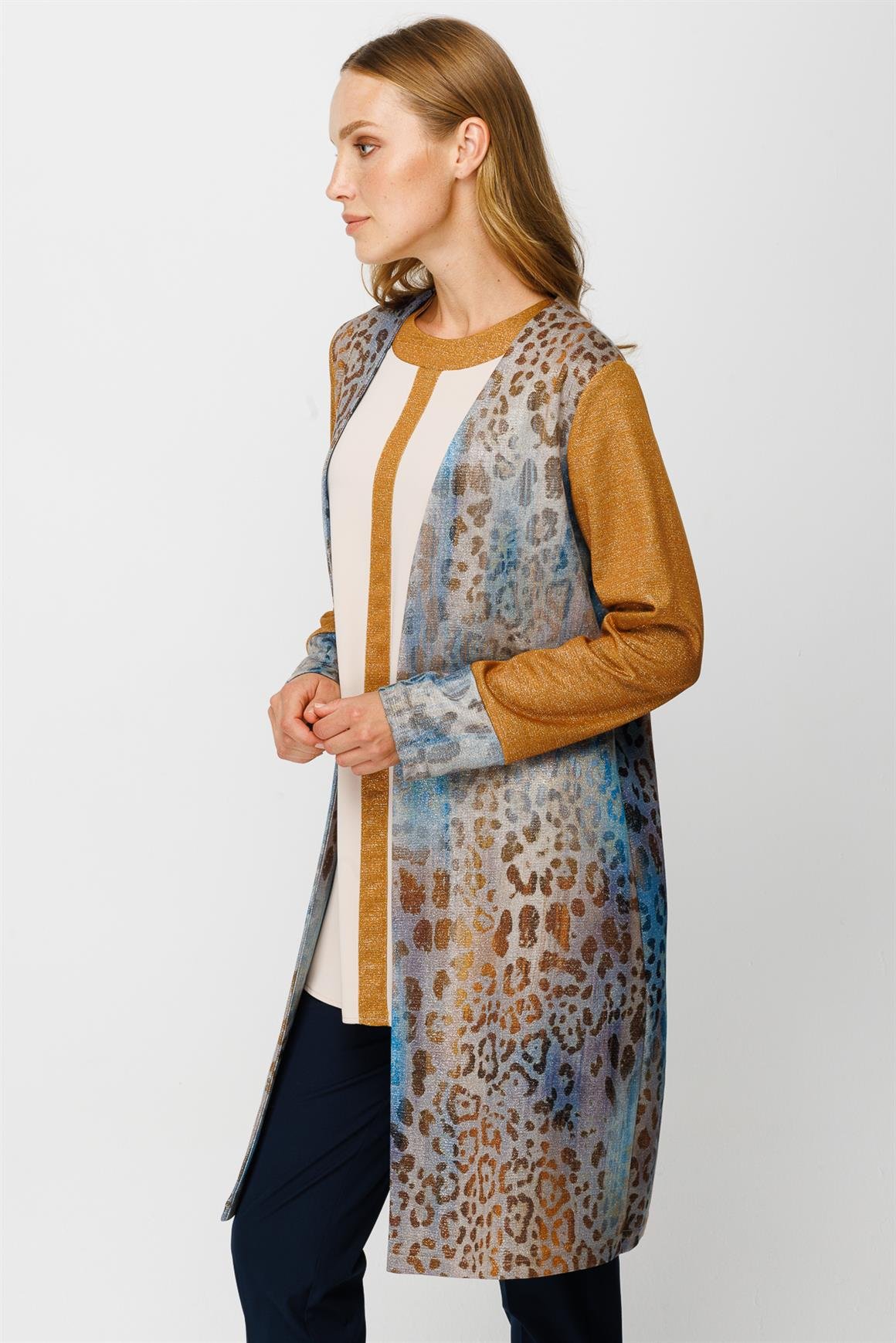 Özel Desenli İç Dış Bluz Takım  Safran