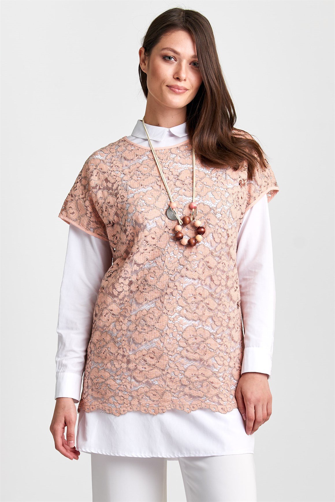 Somon İçli Dışlı Dantelli Tunik Takım
