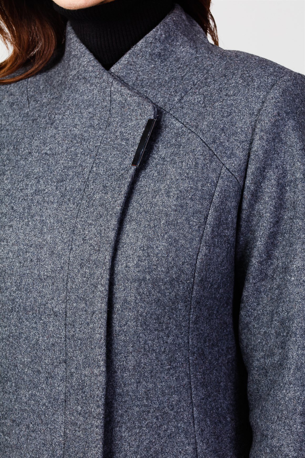 Anthracite - Collarless Overcoat