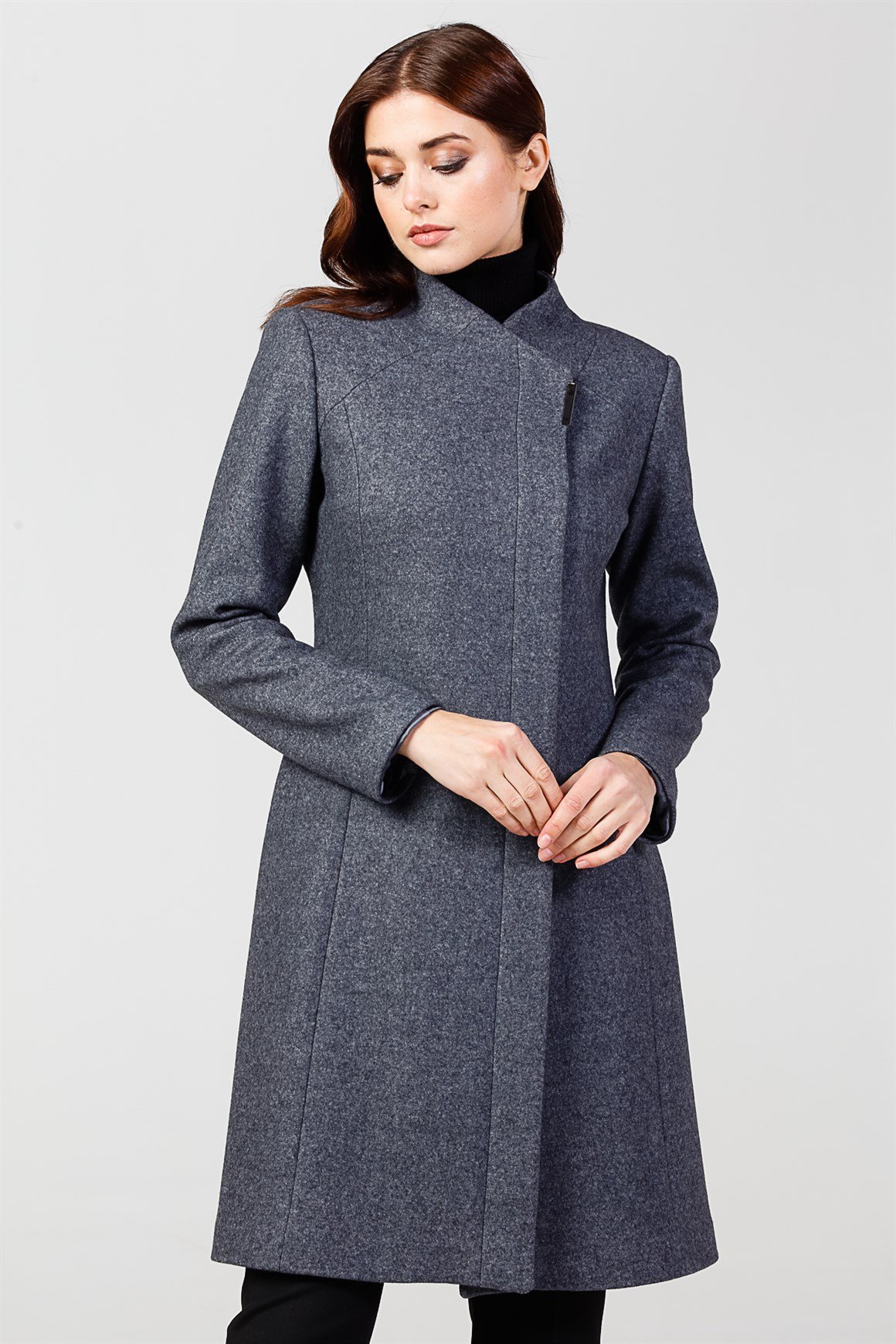 Anthracite - Collarless Overcoat