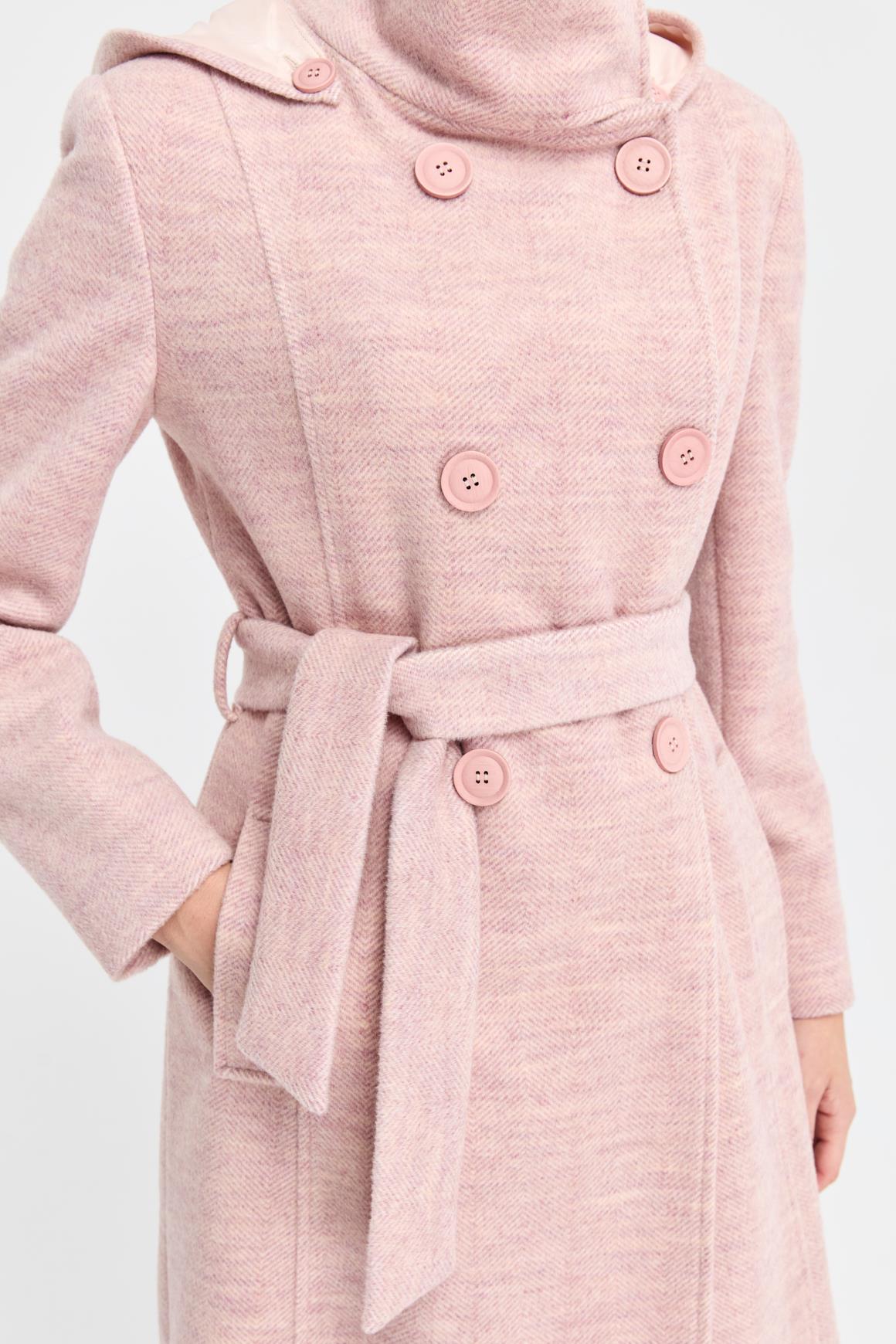 Balıksırtı Dokulu Yün Kaban  Pudra