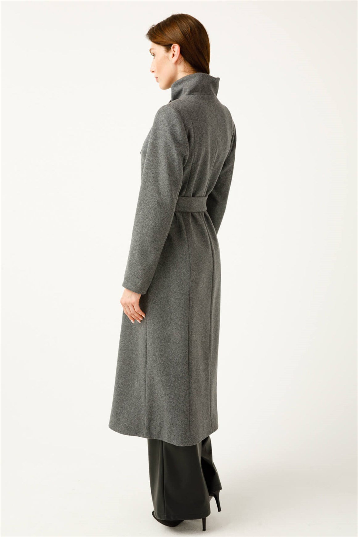 Degaje Yaka Verev Kapamalı Kaban  Antrasit