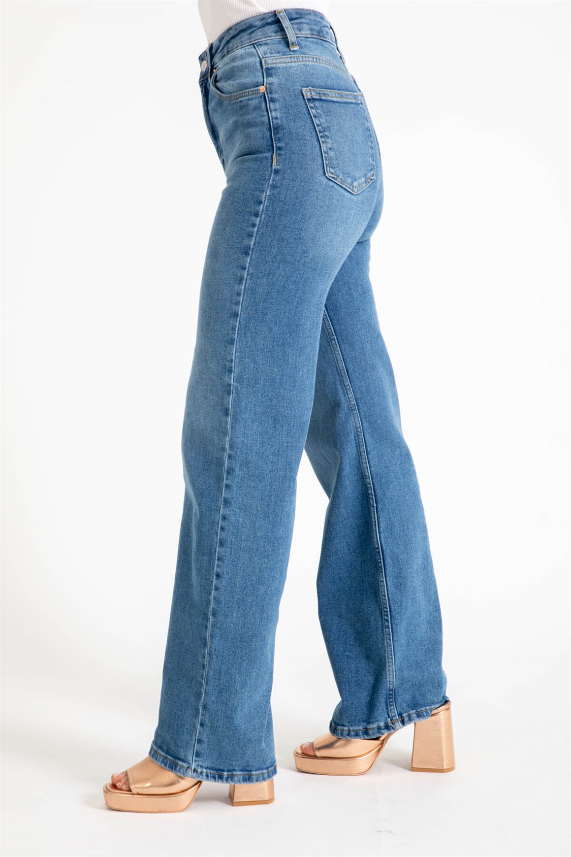 Rahat Kesim Bayan Kot Pantolon  Mavi