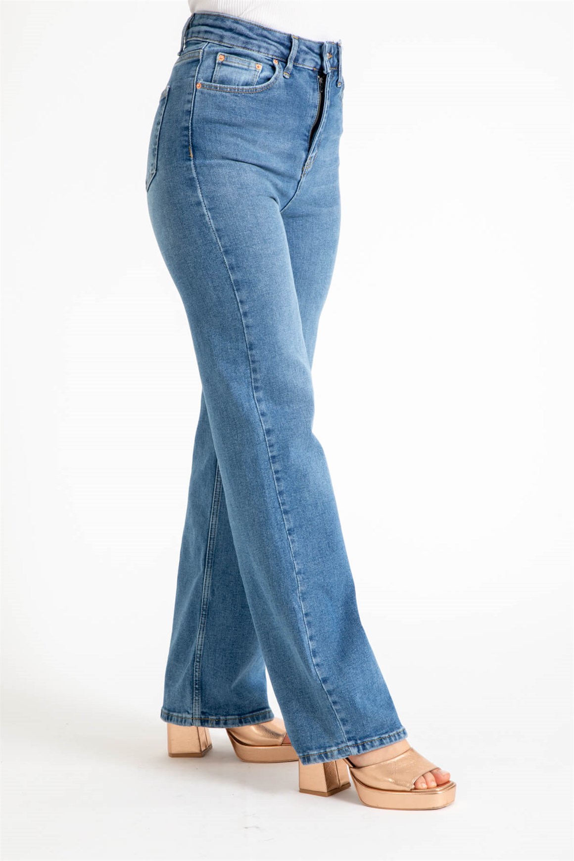 Rahat Kesim Bayan Kot Pantolon  Mavi