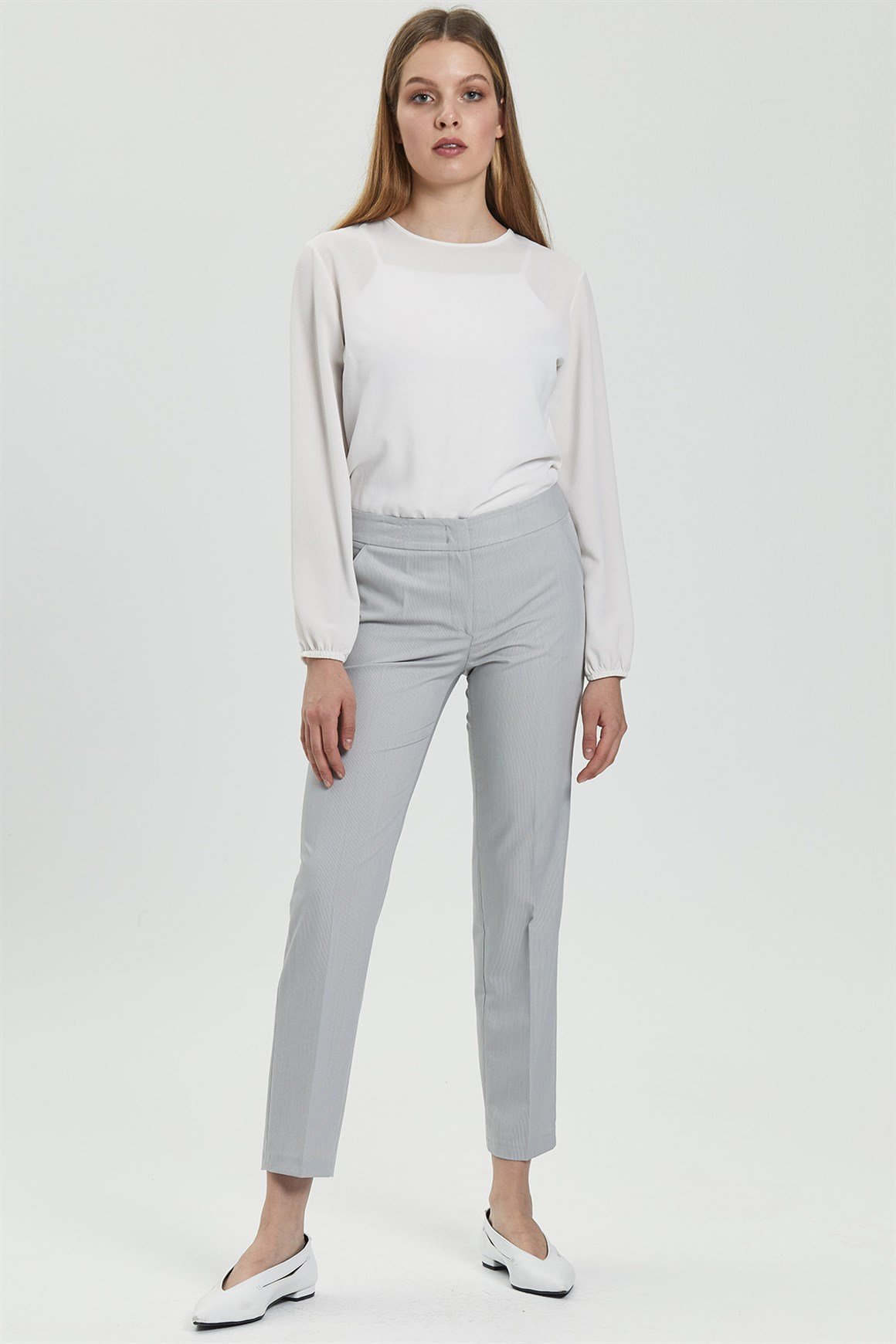 Bej Çizgili Pantolon