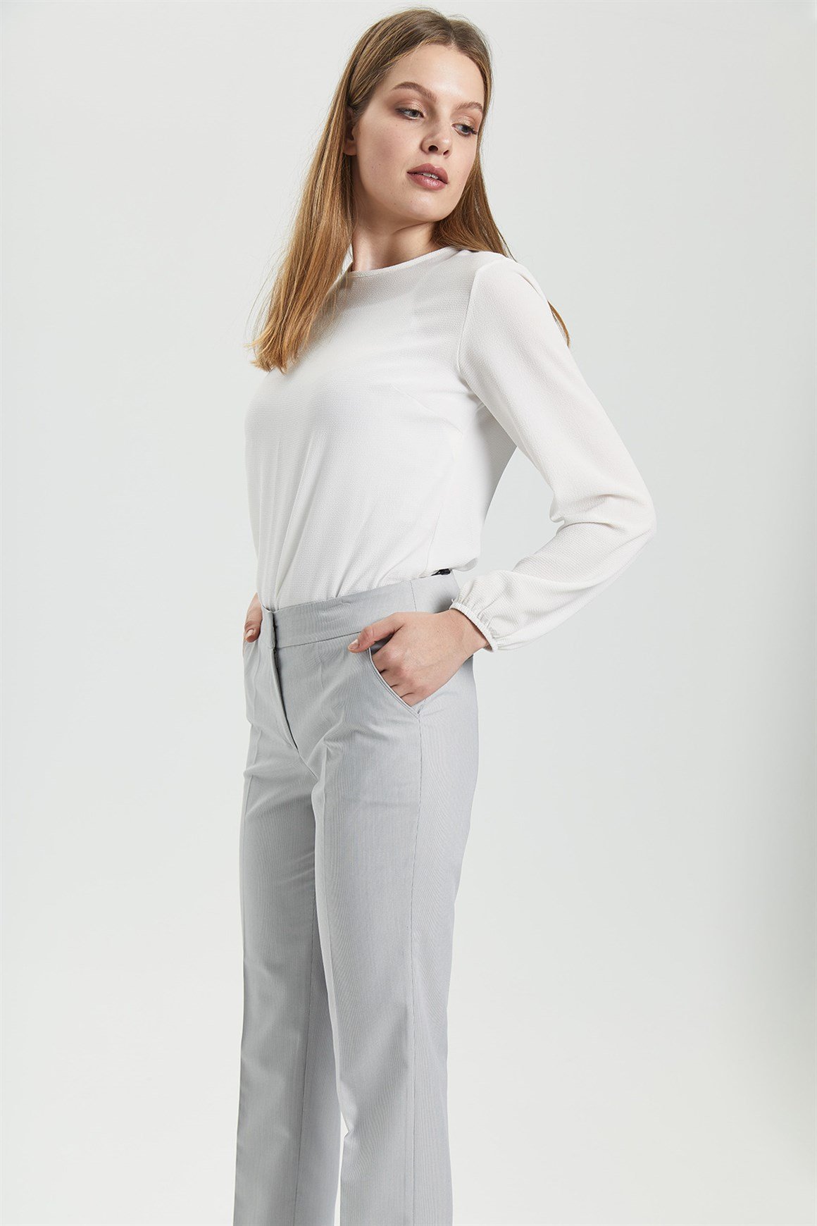 Bej Çizgili Pantolon