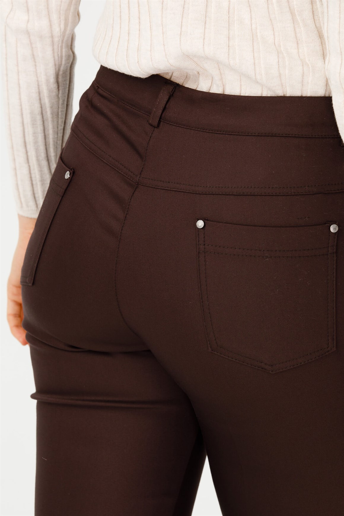 Beli Lastikli Cepli Pantolon  Kahve