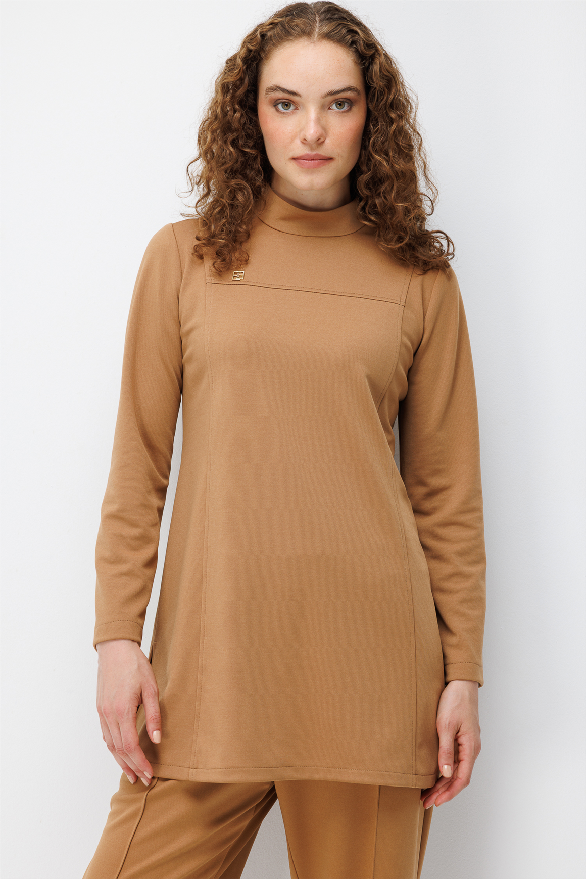 Arma Detaylı Günlük Pantolonlu Takım  Camel