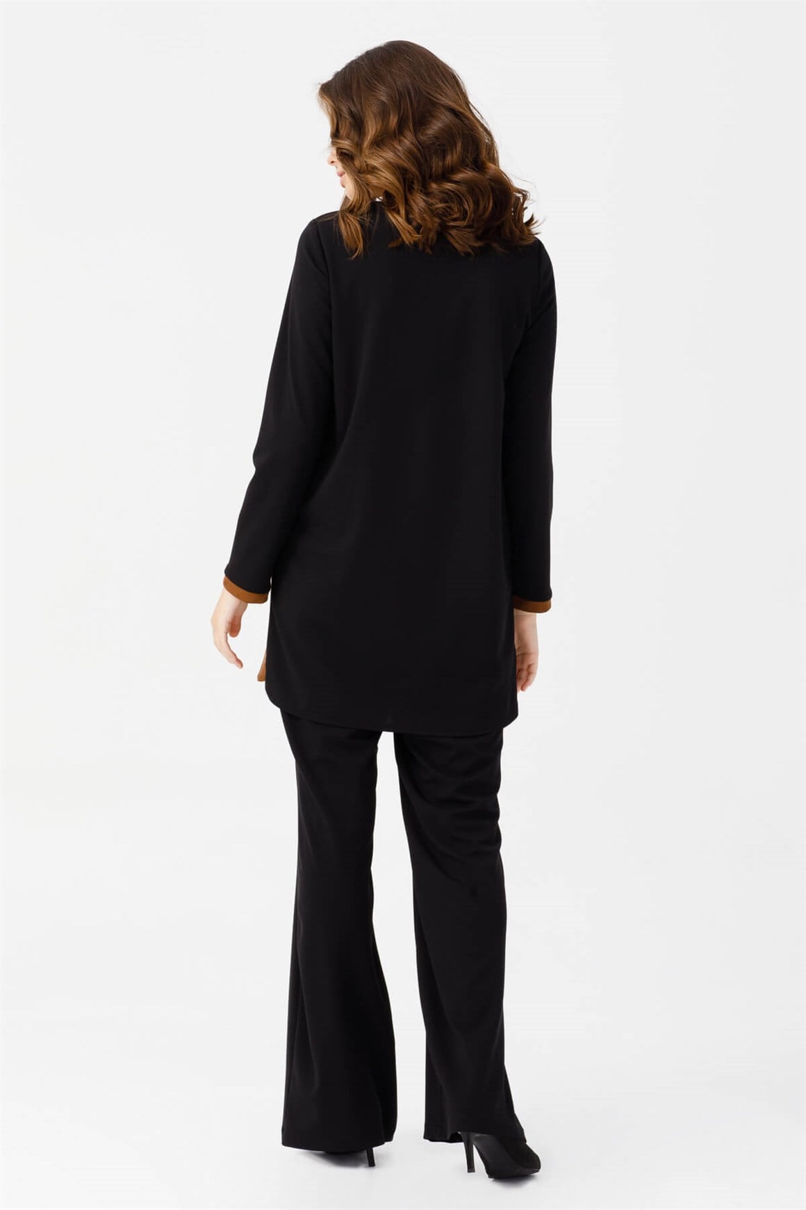 Asimetrik Süet Kombinli Takım  Taba