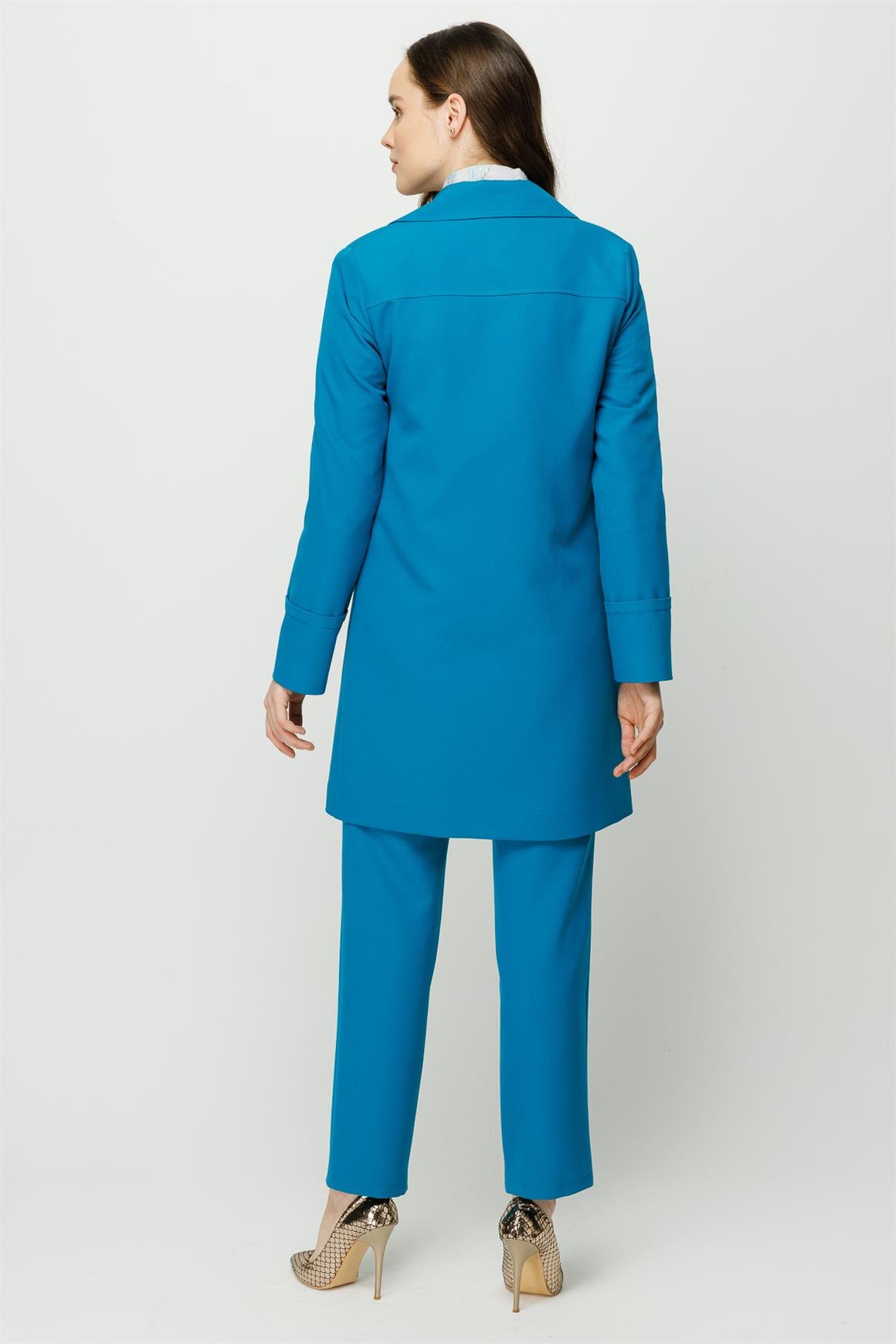 Cep Detaylı Pantolon Ceket Takım  Turkuaz