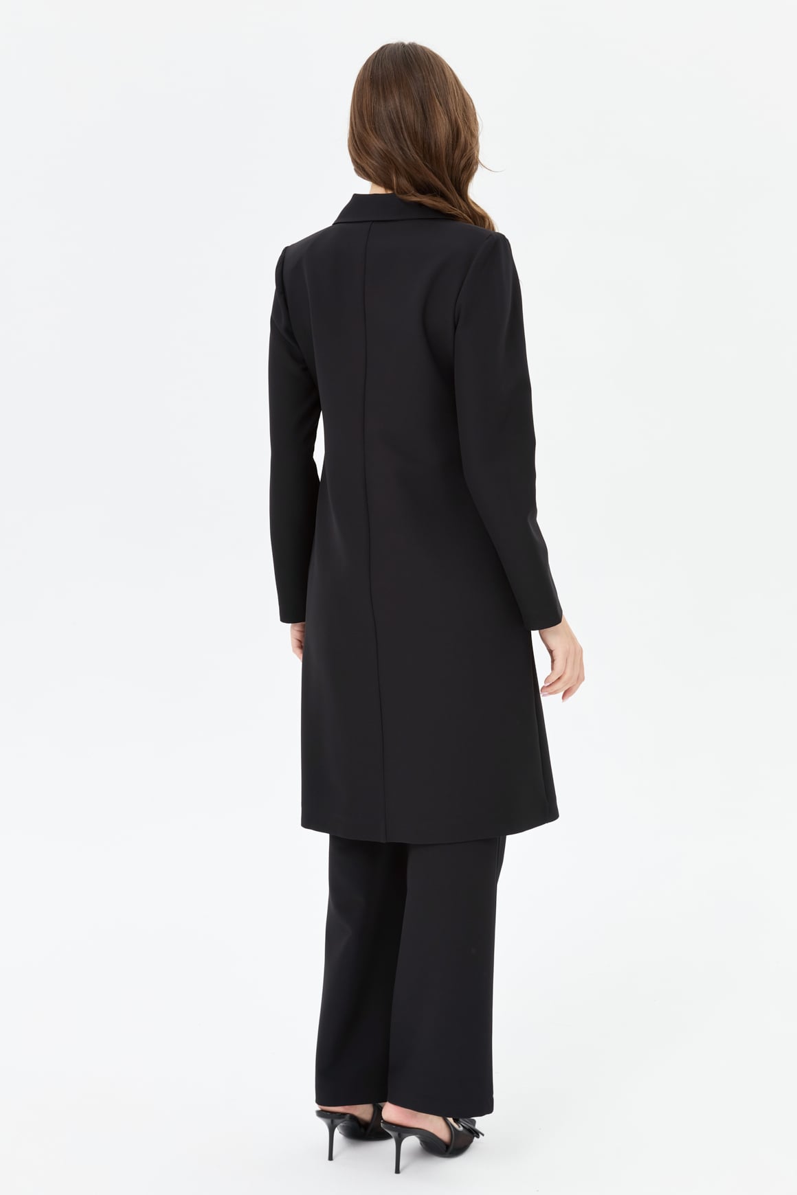 Double Aller Detailed Polyviscon Suit - Black