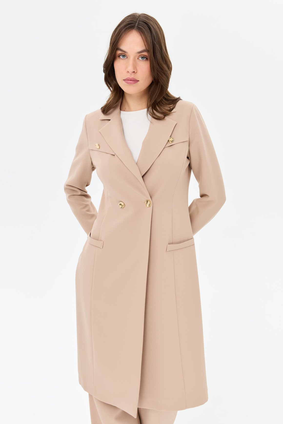 Çift Aller Detaylı Poliviskon Takım  Vizon