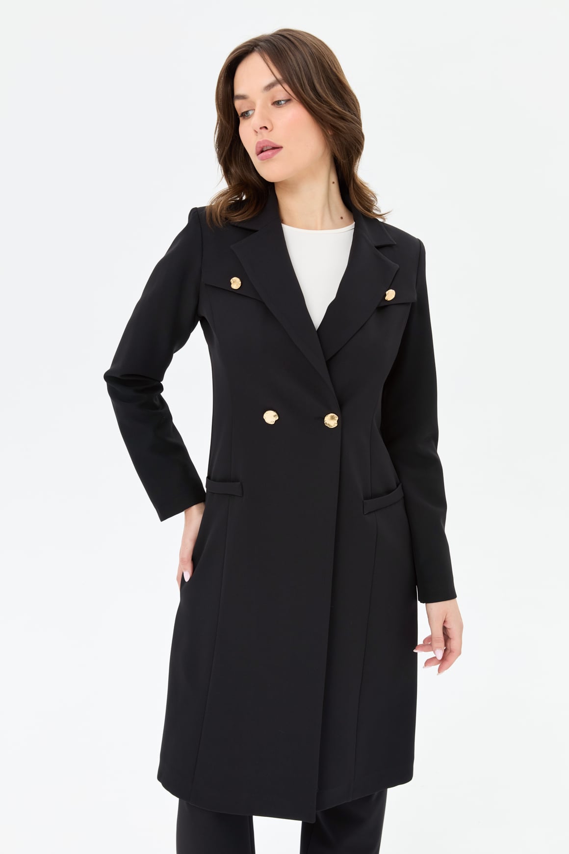 Double Aller Detailed Polyviscon Suit - Black