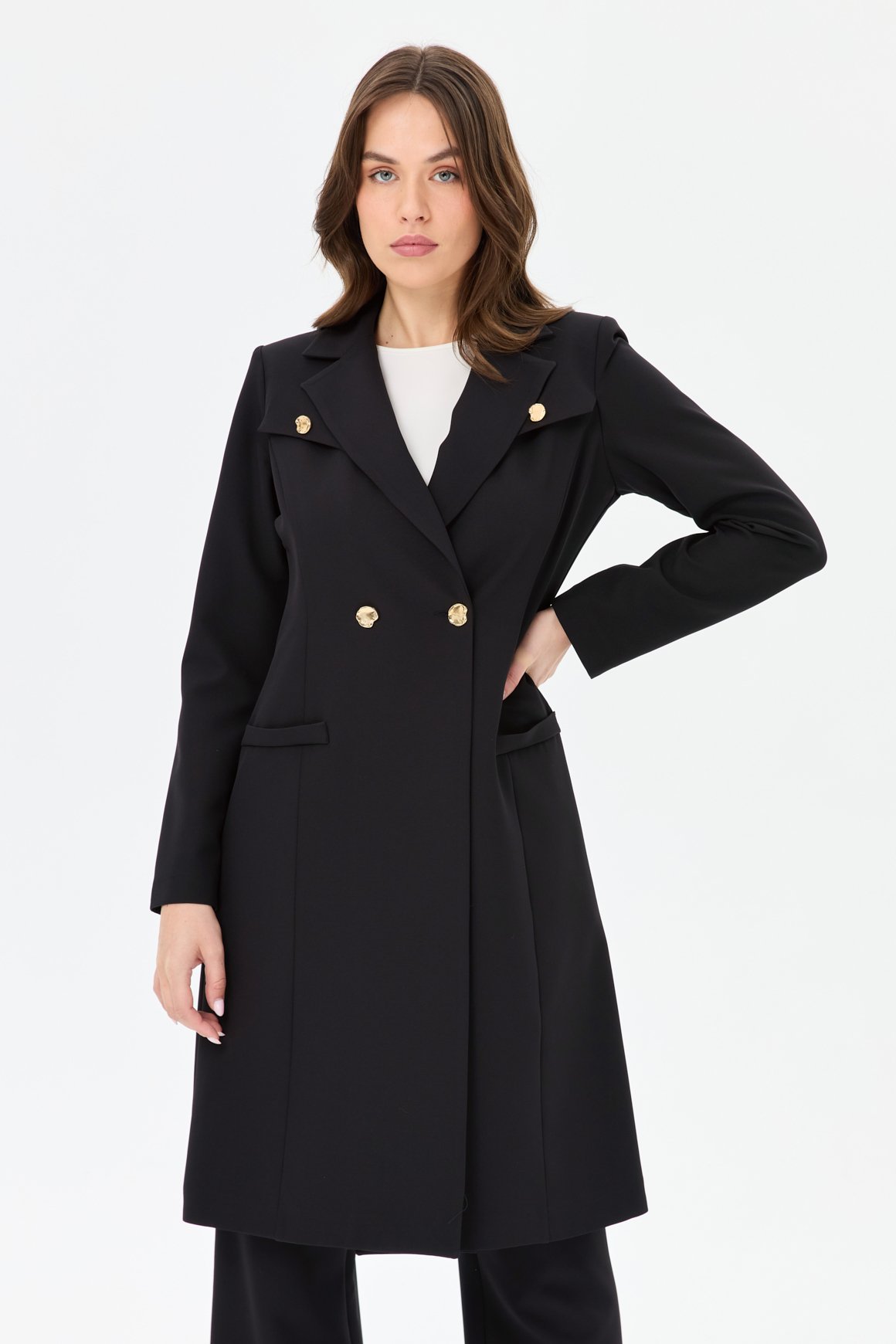 Double Aller Detailed Polyviscon Suit - Black