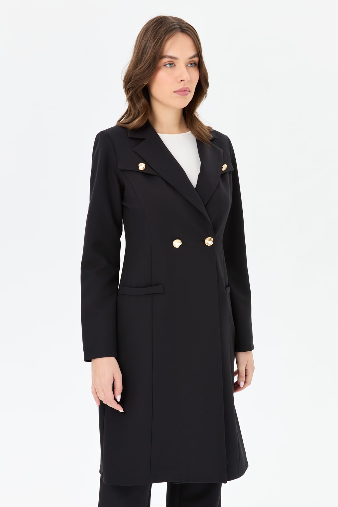 Double Aller Detailed Polyviscon Suit - Black