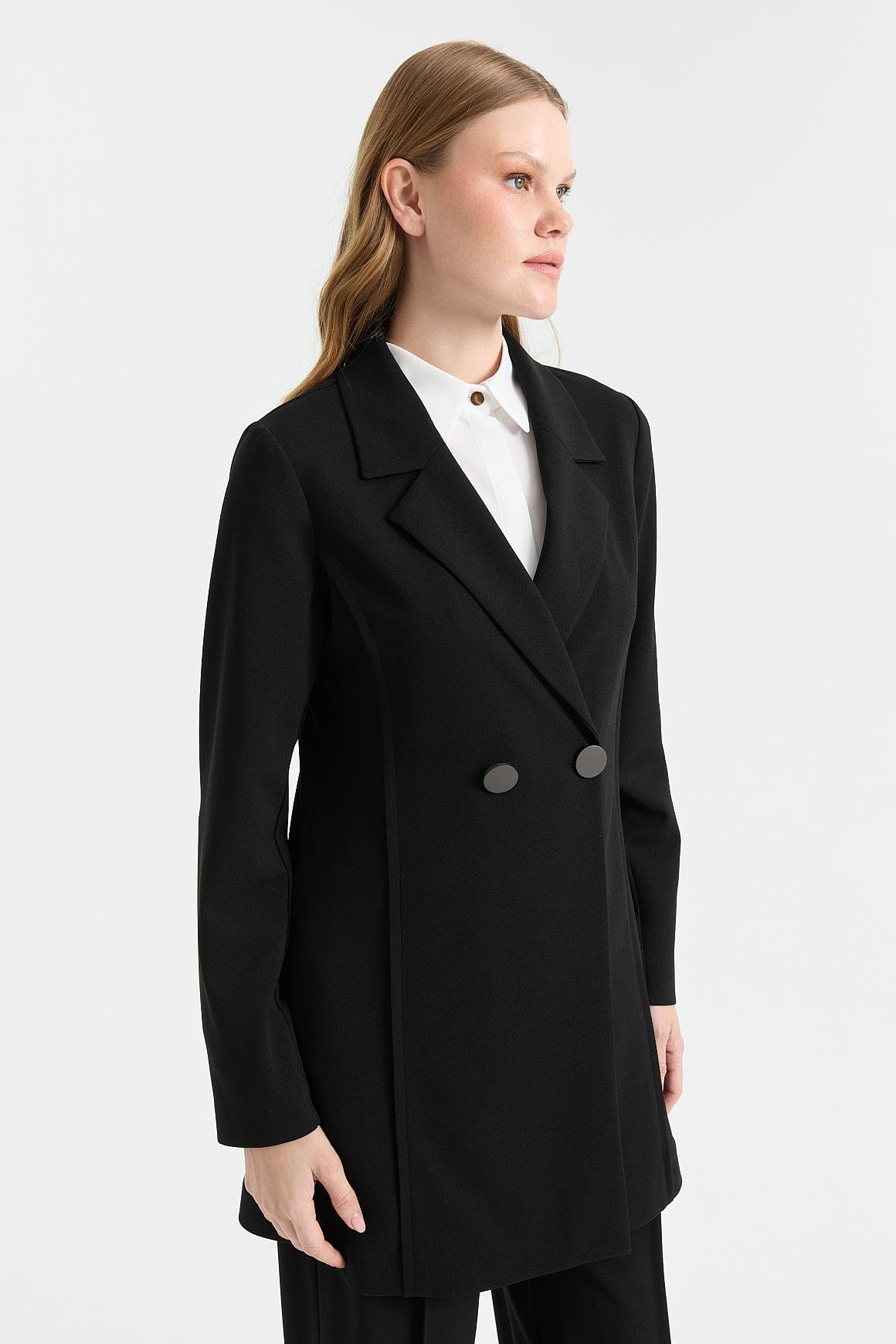 Çift Düğmeli Ceket Pantolon Takım  Siyah