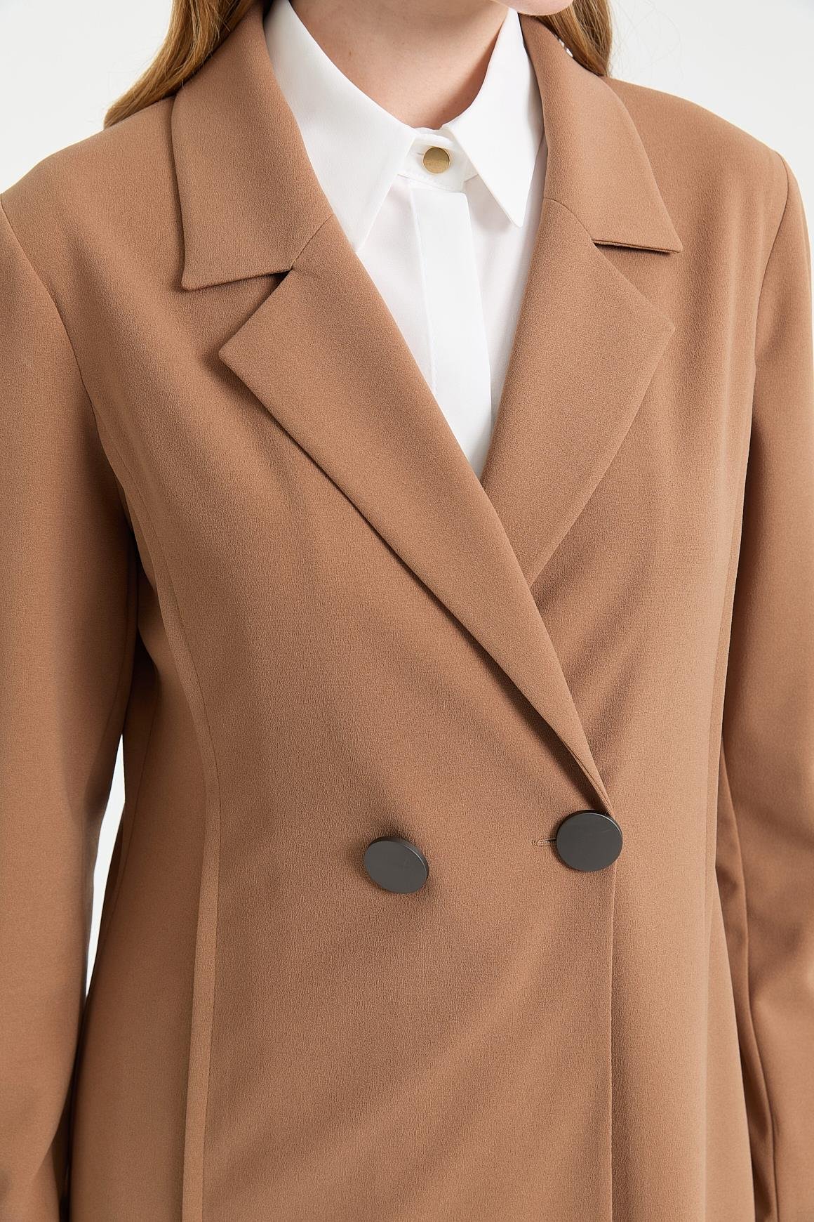 Çift Düğmeli Ceket Pantolon Takım  Camel