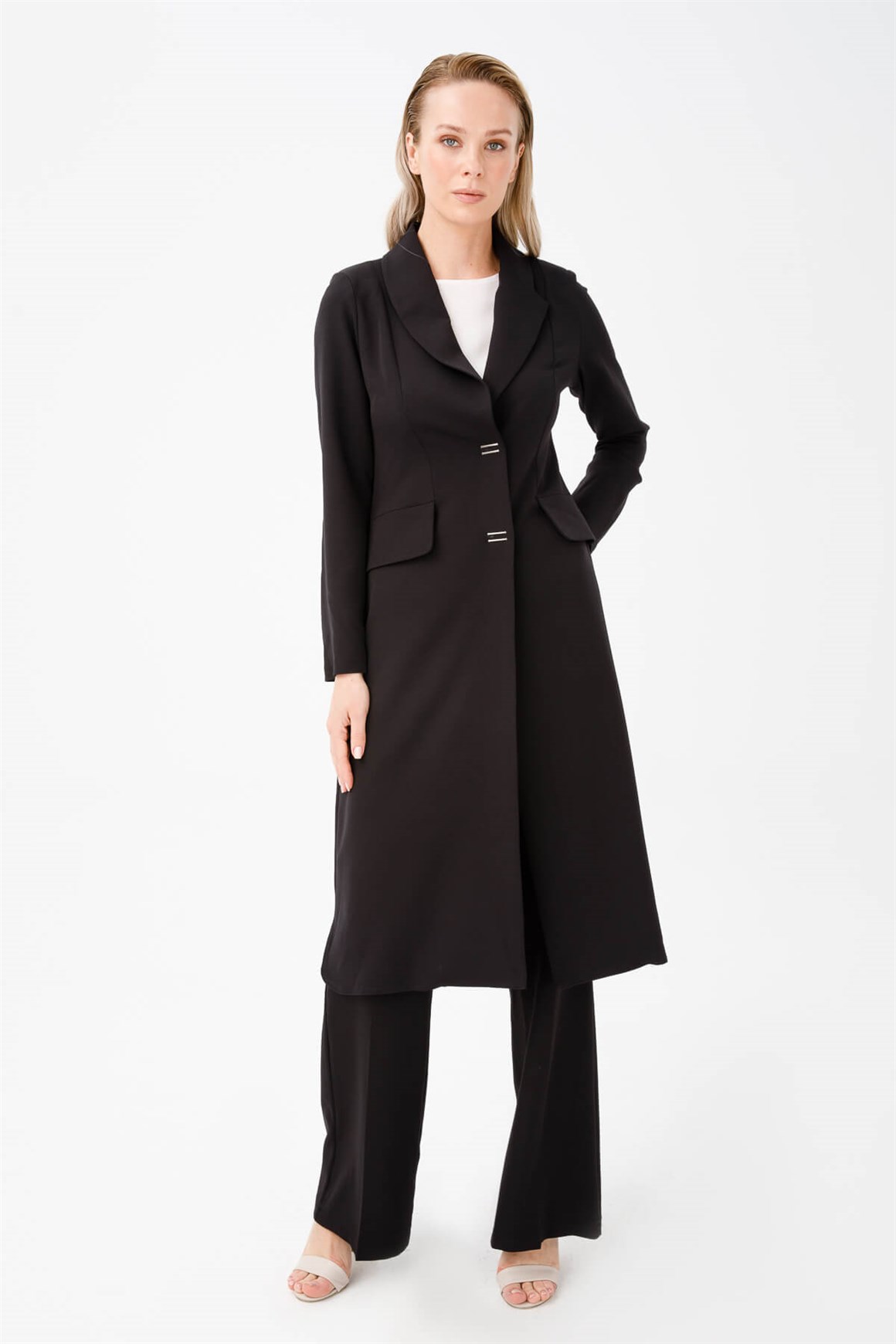 Erkek Ve Şal Yakalı Ceketli Takım  Siyah