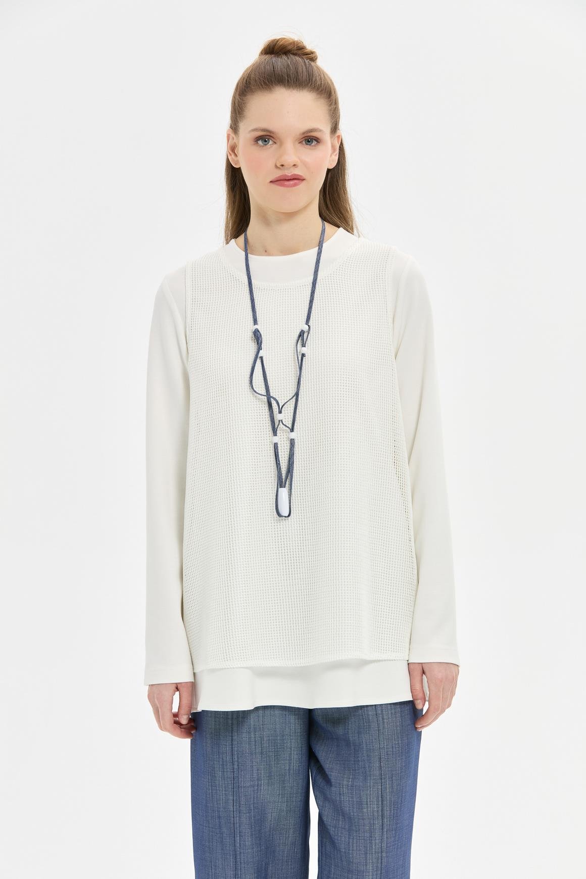 File Süeter Detaylı Üçlü Pantolonlu Takım  Laci