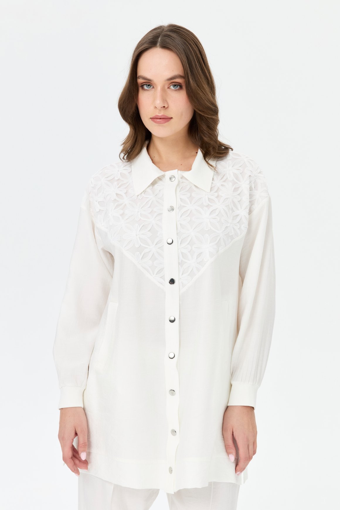 Garnili Pantolonlu Takım  Ekru