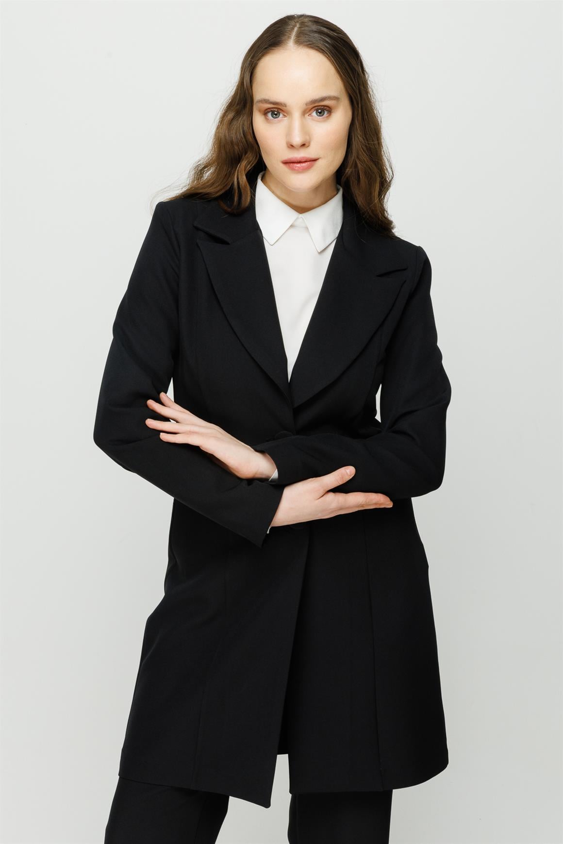 Pearl Accessory Detailed Trouser Jacket Set - Black