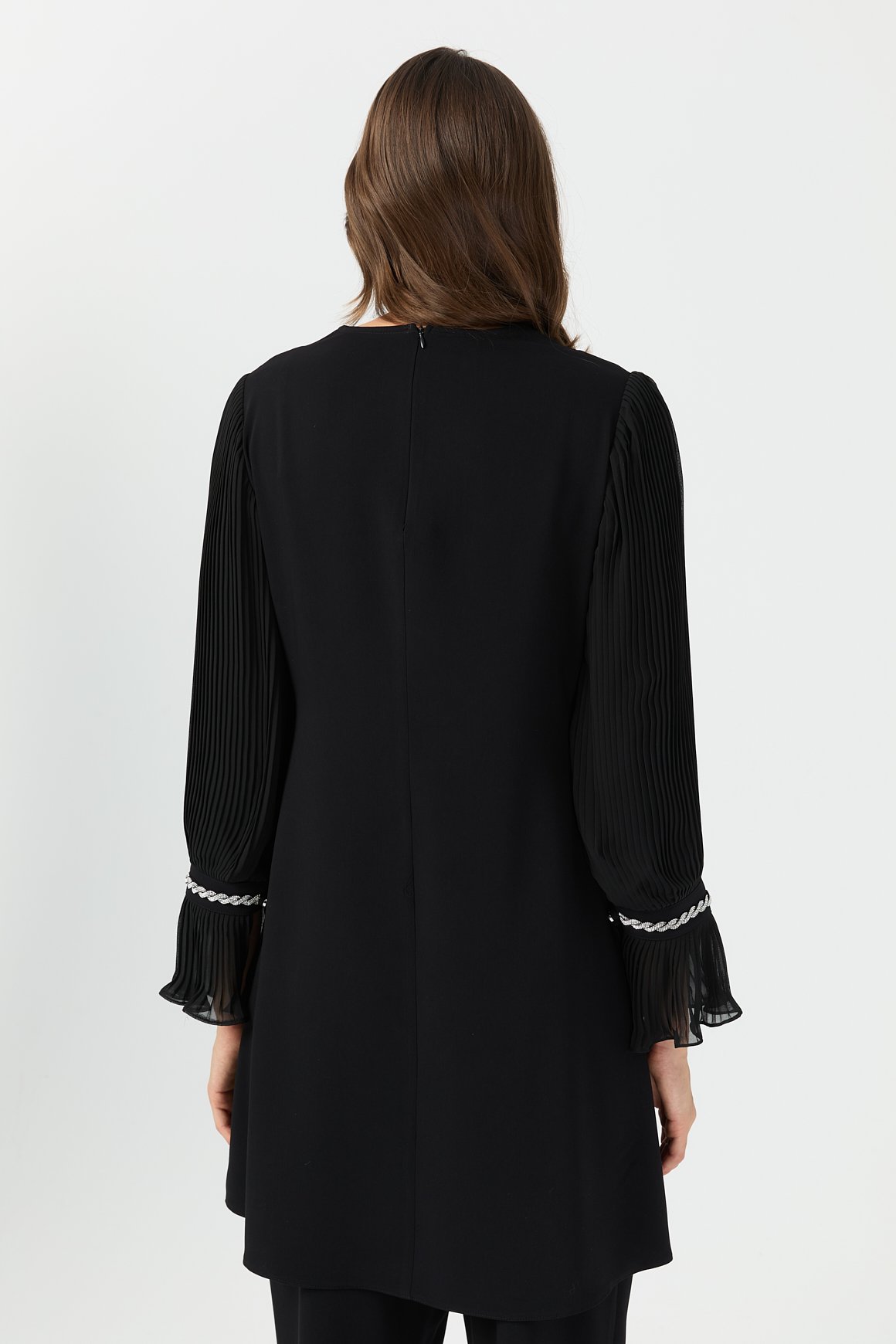 Kolları Piliseli Pantolonlu Takım  Siyah