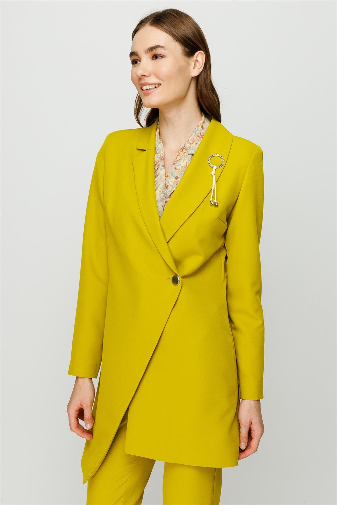 Double Breasted Single Button Trouser Jacket Set - Pistachio green