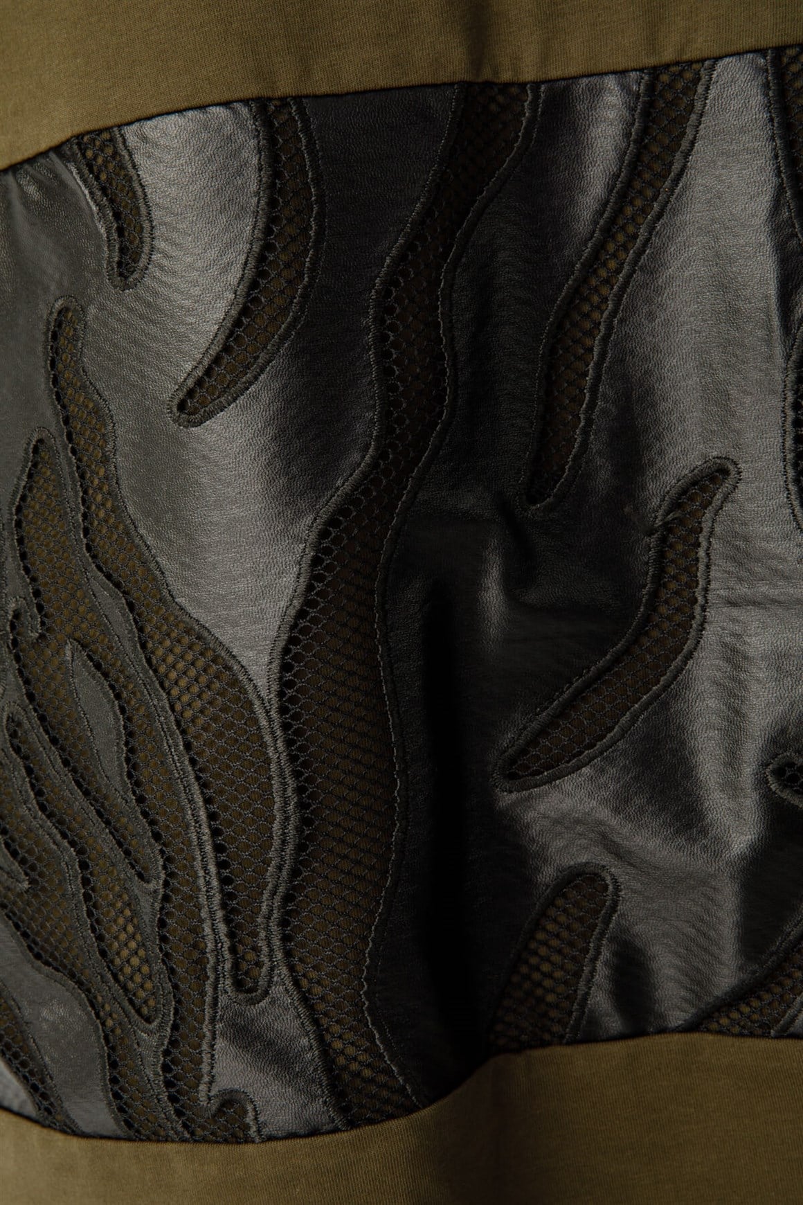 Lazer Yakma Deri Garnili Eşortman Takım  Haki