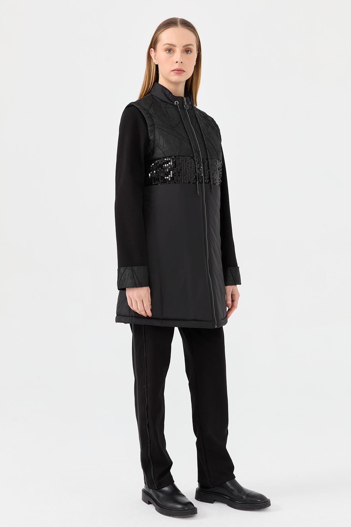 Önü Payet Kombinli 3'lü Takım  Siyah