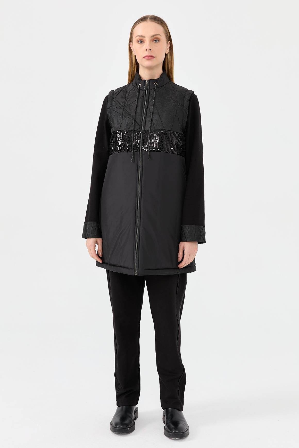 Önü Payet Kombinli 3'lü Takım  Siyah