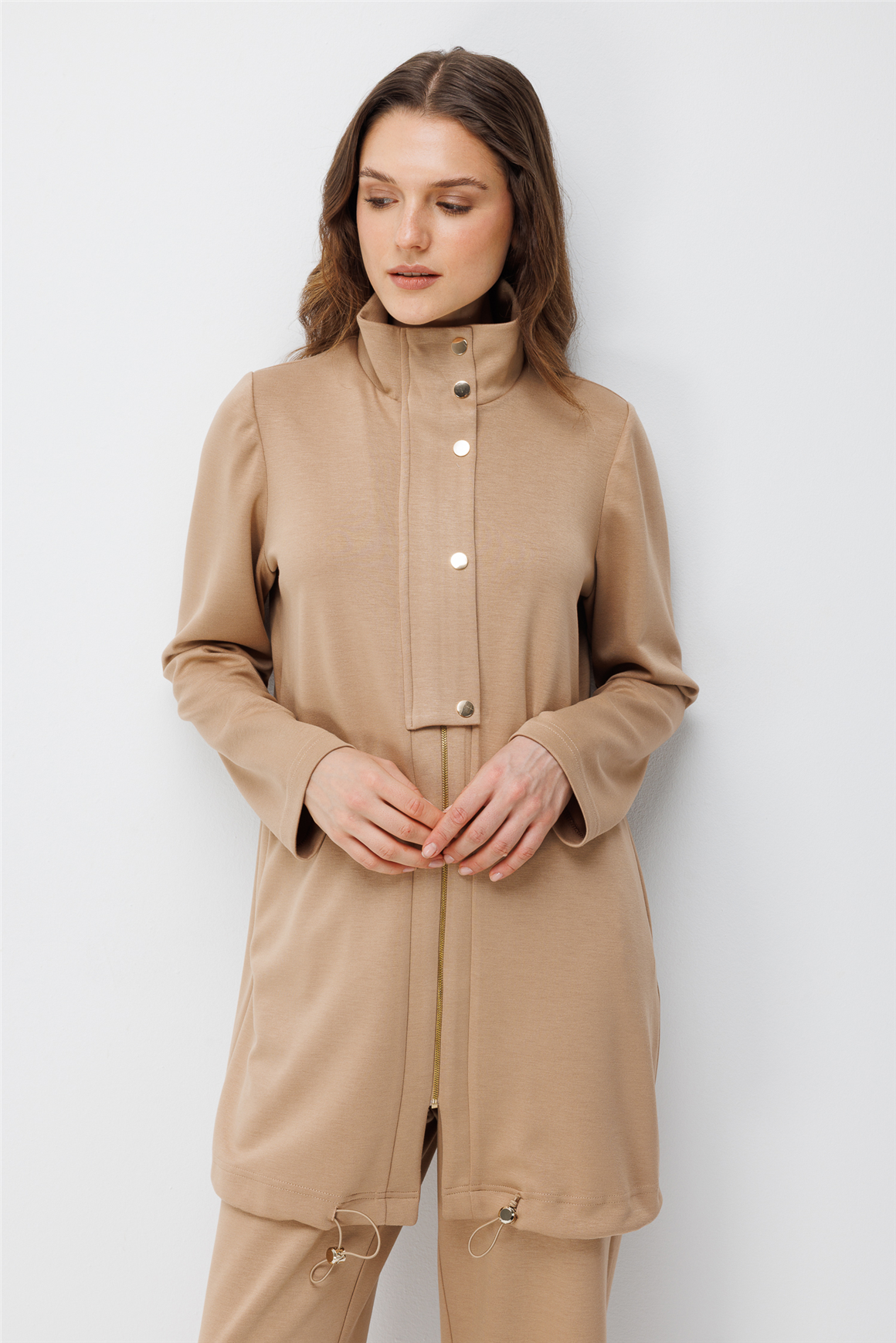 Oysh Kumaş Günlük Pantolonlu Takım  Camel