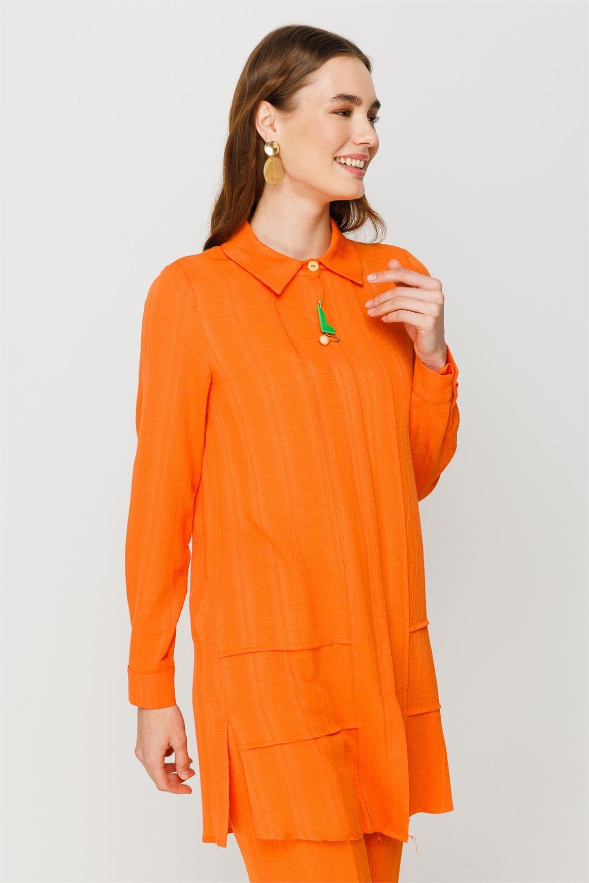 Rahat Kumaş Pantolon Tunik Takım  Oranj