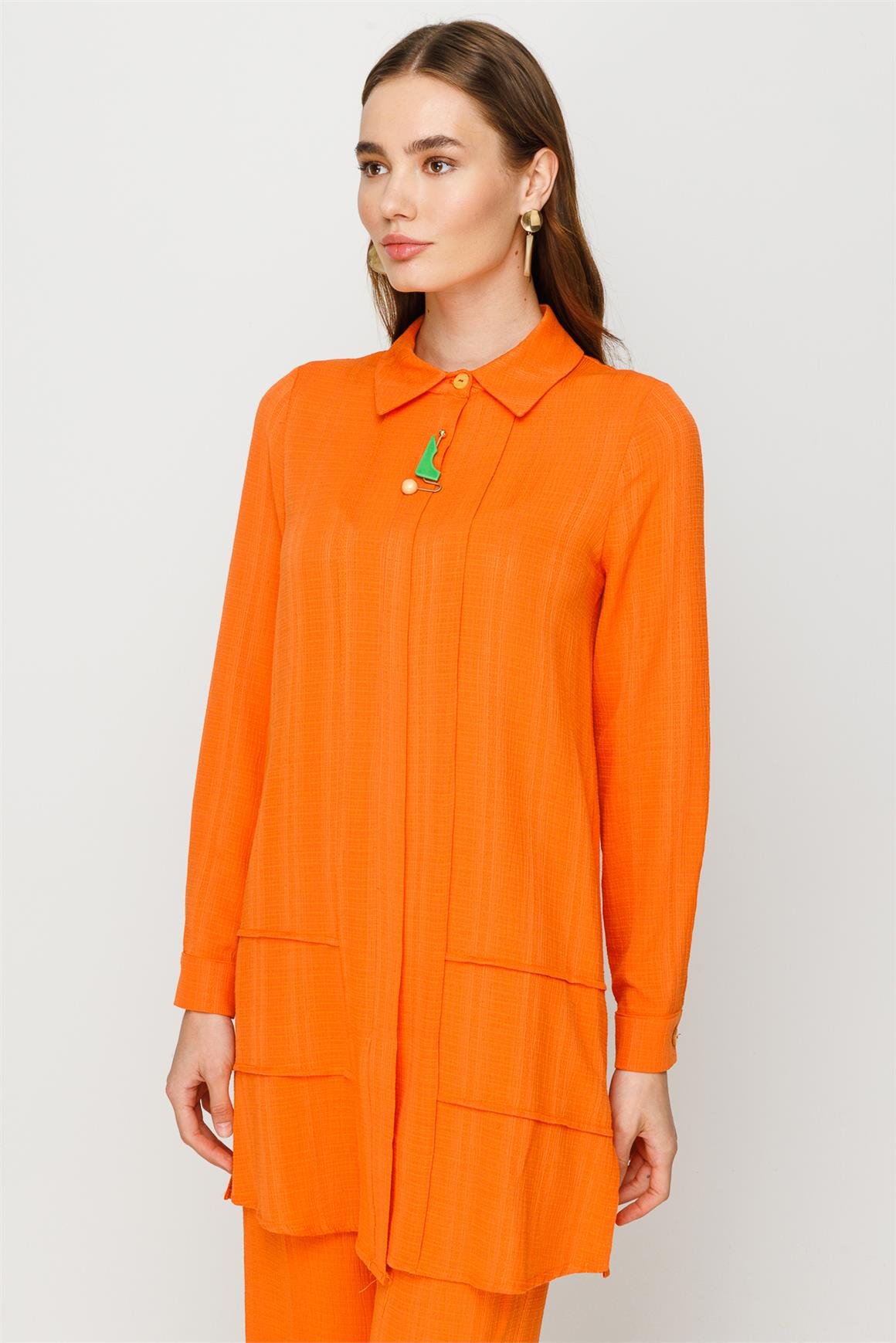 Rahat Kumaş Pantolon Tunik Takım  Oranj