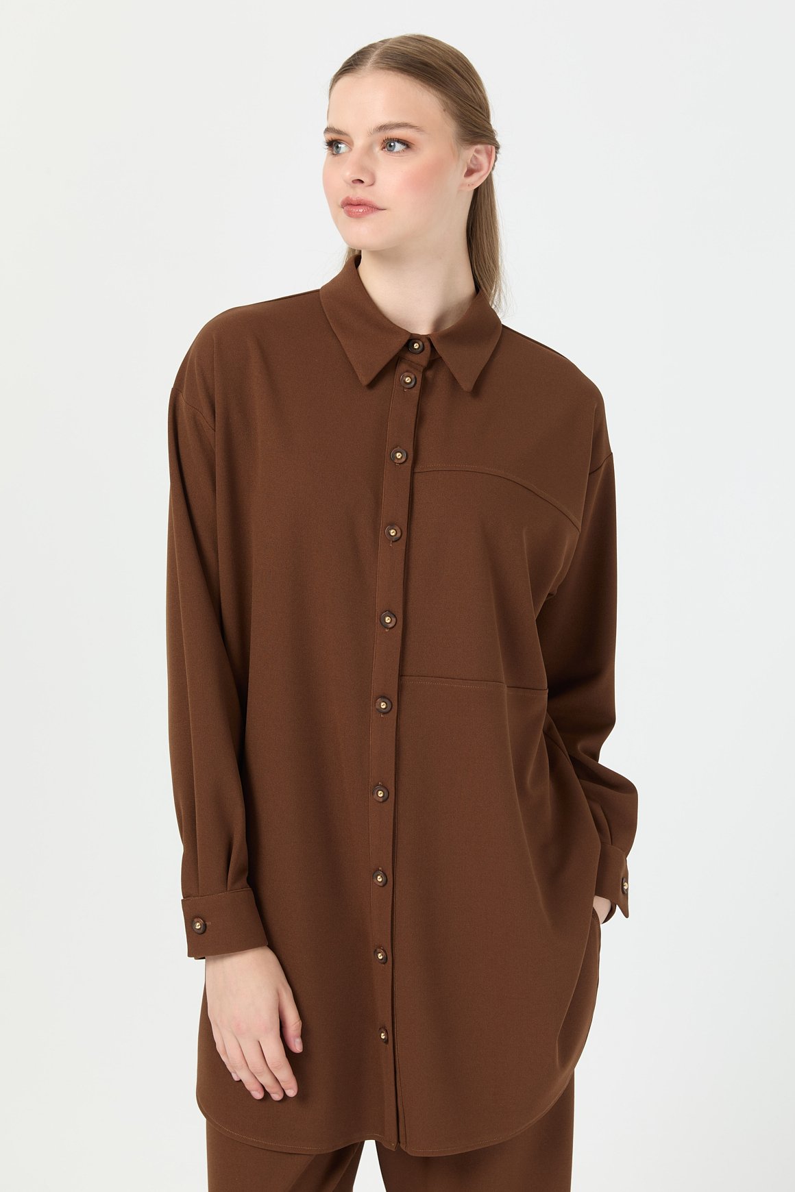 Relaxed Fit Pantolonlu Takım  Kahve