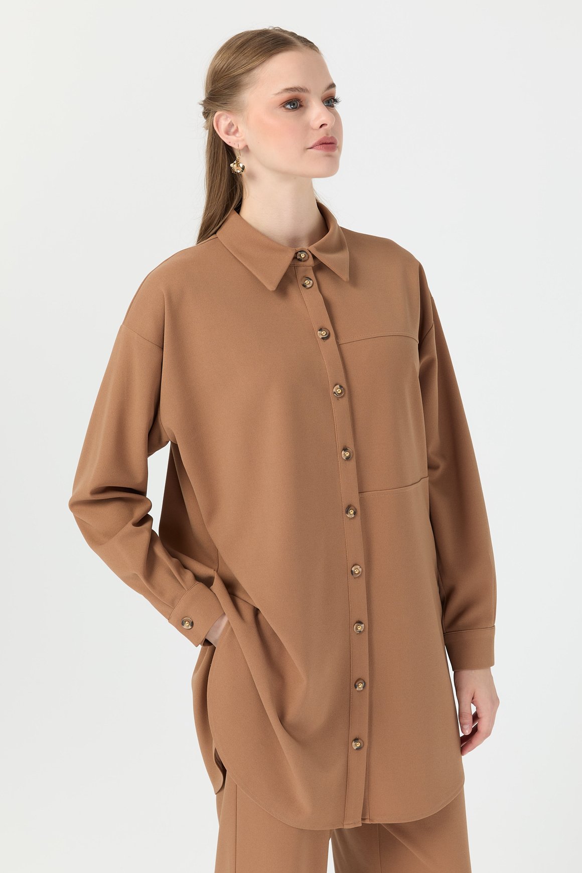 Relaxed Fit Pantolonlu Takım  Vizon