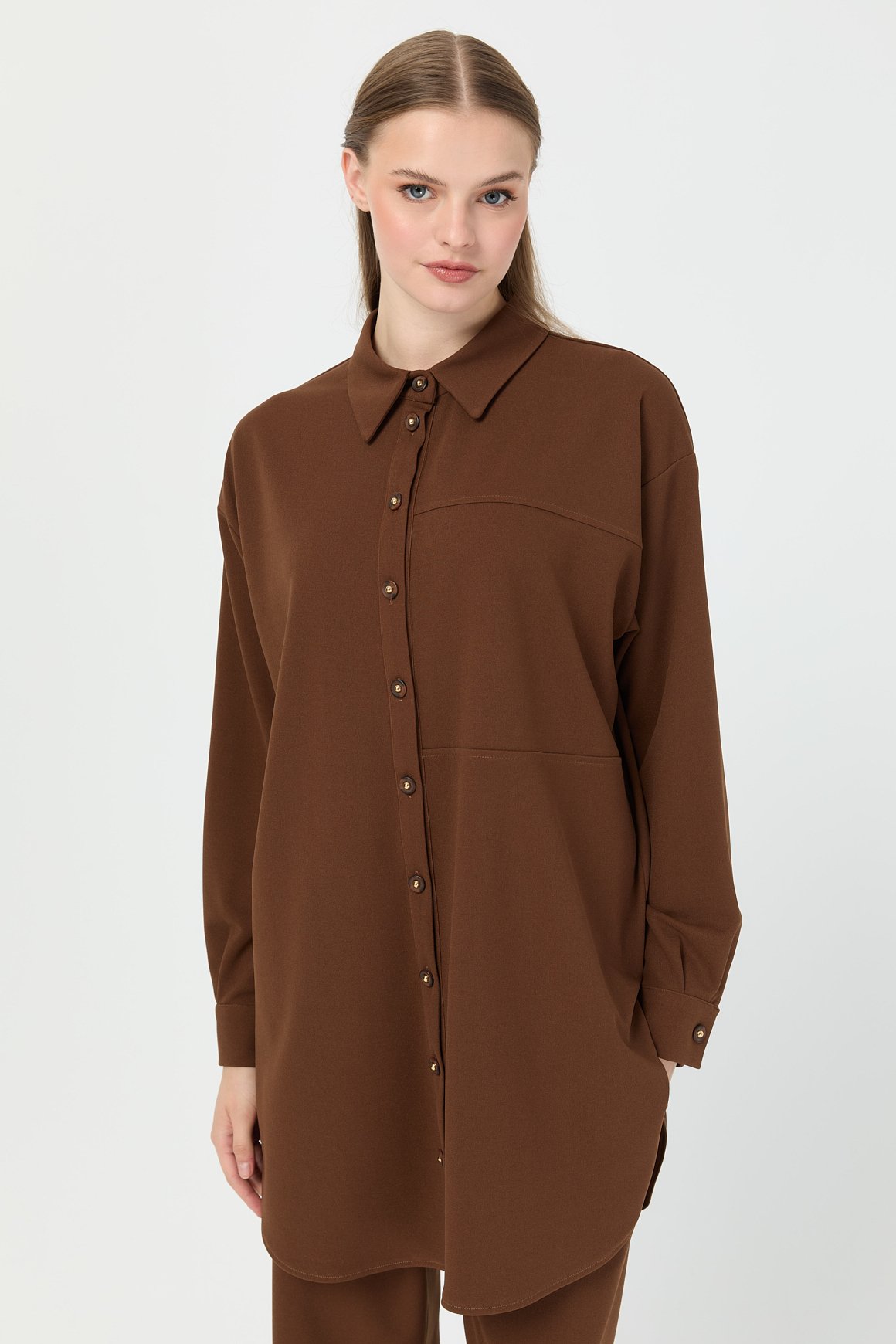 Relaxed Fit Pantolonlu Takım  Kahve