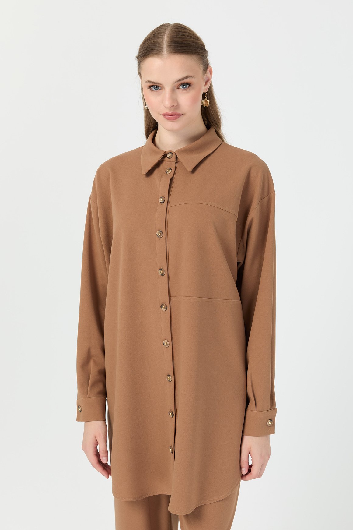 Relaxed Fit Pantolonlu Takım  Vizon