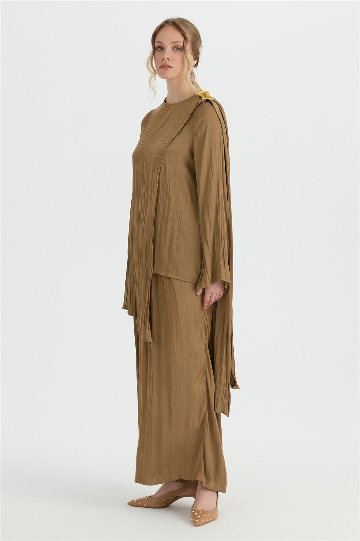 Sera Pantolonlu Takım  Camel
